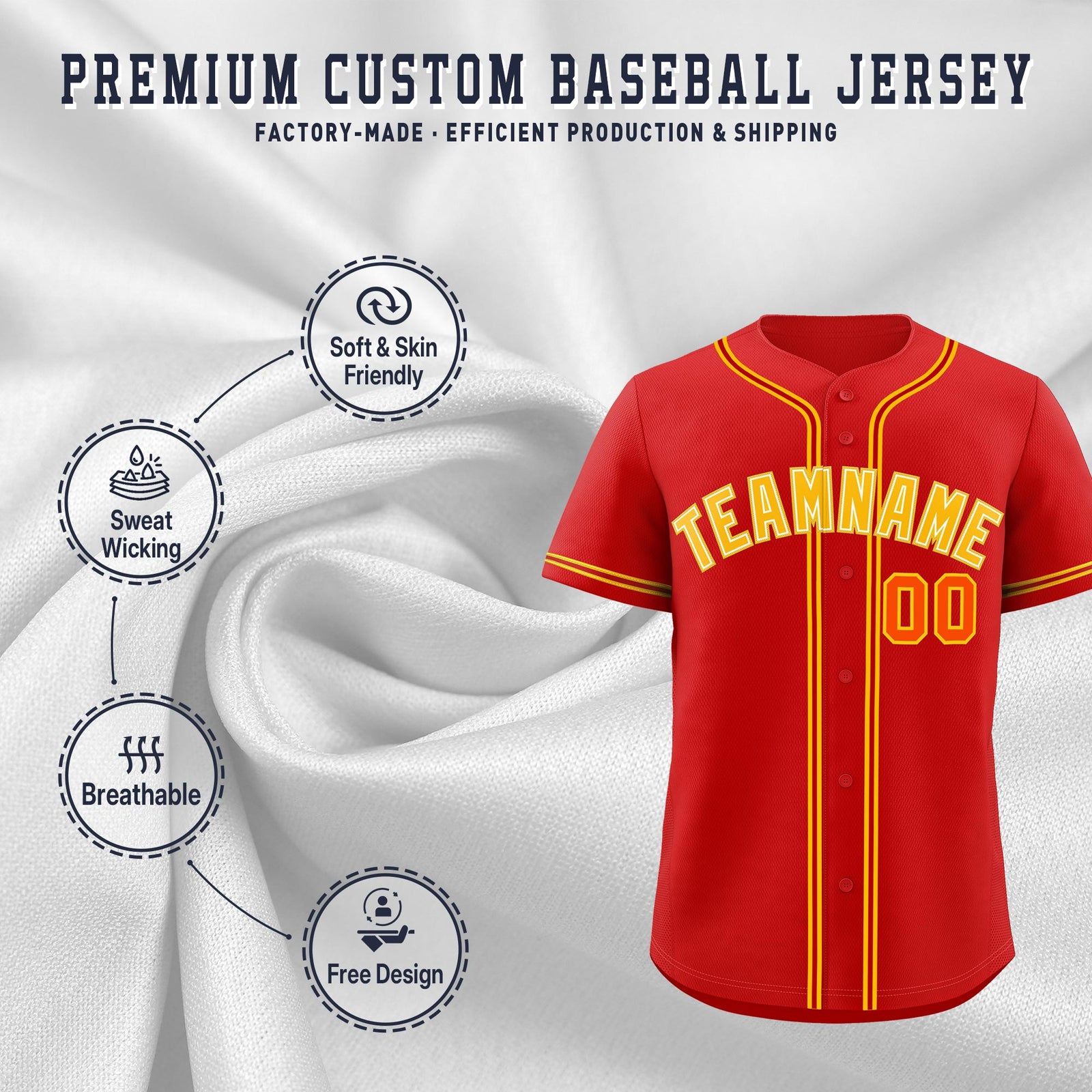 Custom Red Classic Style Stitched Sports Uniform Personalized For Teams Lightweight Baseball Jersey| KXKSHOP
