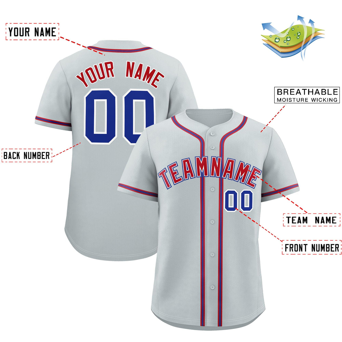 Custom Silver Classic Style Stitched Sports Uniform Personalized For Teams Quick Dry Baseball Jersey| KXKSHOP