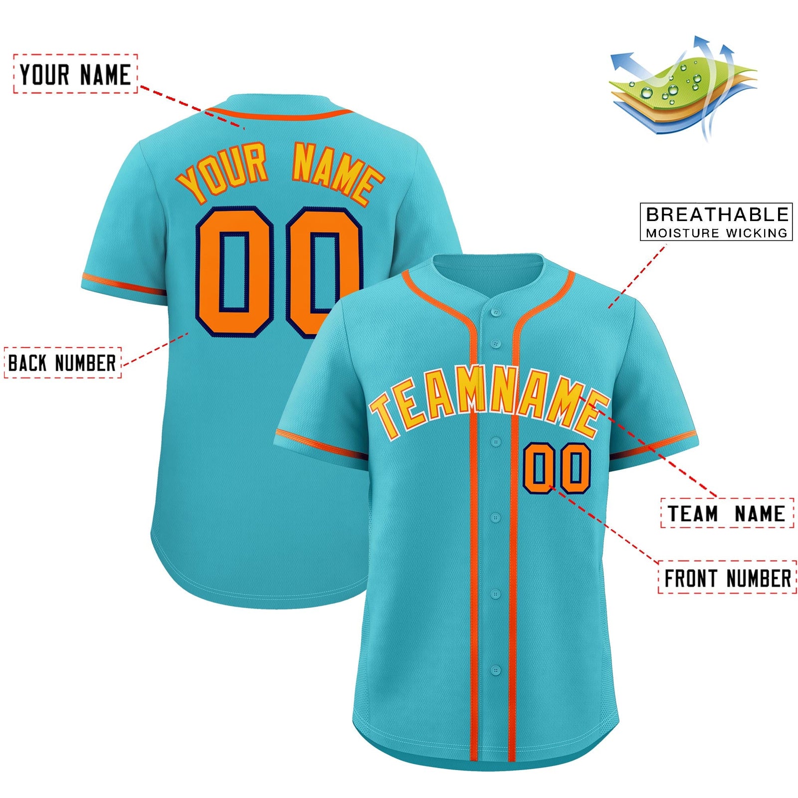 Custom Sky Blue Classic Style Stitched Sports Uniform Personalized For Teams Quick Dry Baseball Jersey| KXKSHOP
