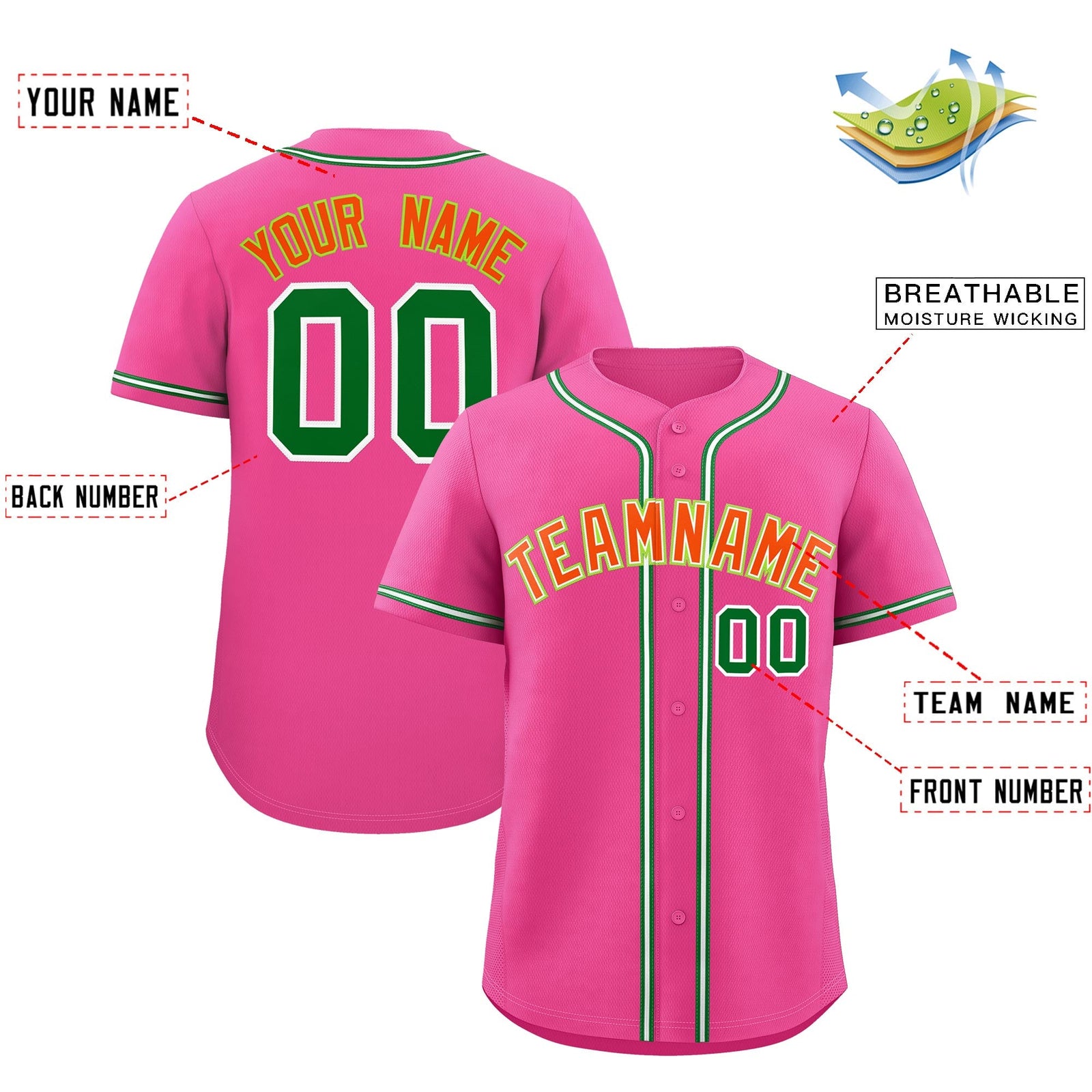 Custom Pink Classic Style Stitched Sports Uniform Personalized For Teams Lightweight Baseball Jersey| KXKSHOP