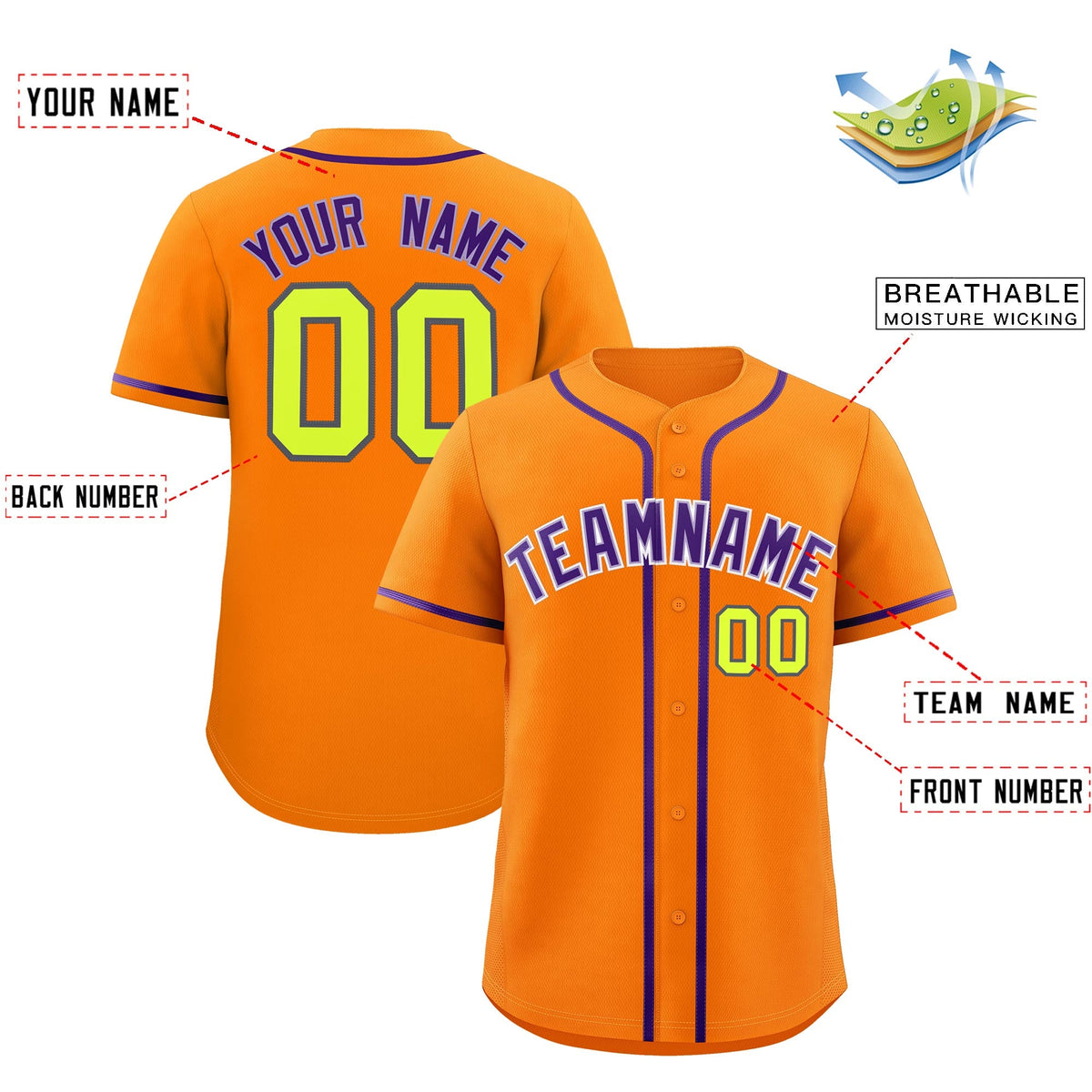 Custom Orange Classic Style Stitched Sports Uniform Personalized For Teams Quick Dry Baseball Jersey| KXKSHOP
