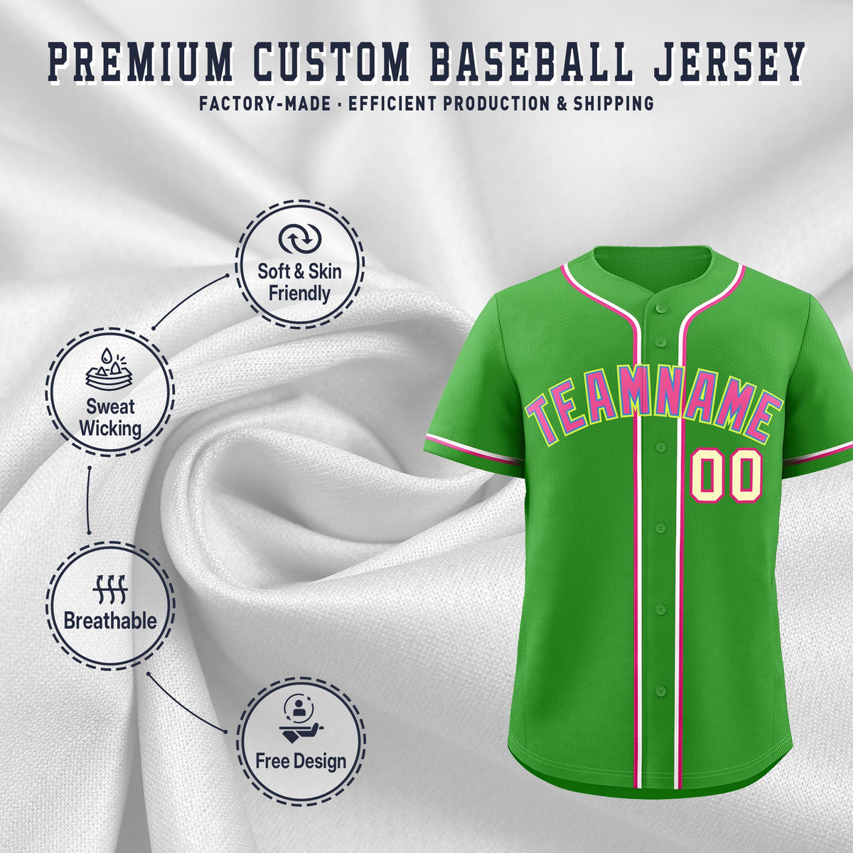 Custom Light Green Classic Style Stitched Sports Uniform Personalized For Teams Quick Dry Baseball Jersey| KXKSHOP