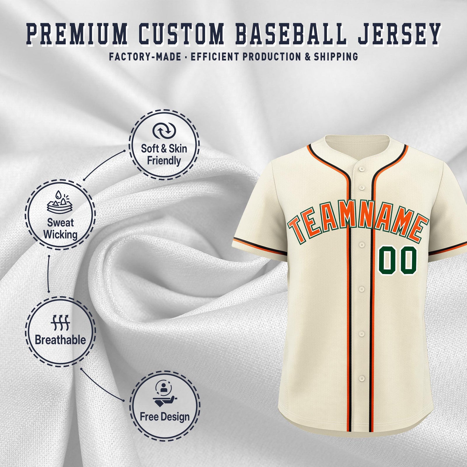 Custom Cream Classic Style Stitched Sports Uniform Personalized For Teams Lightweight Baseball Jersey| KXKSHOP
