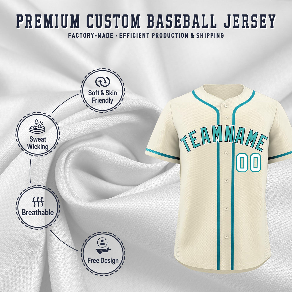 Custom Cream Classic Style Stitched Sports Uniform Personalized For Teams Lightweight Baseball Jersey| KXKSHOP