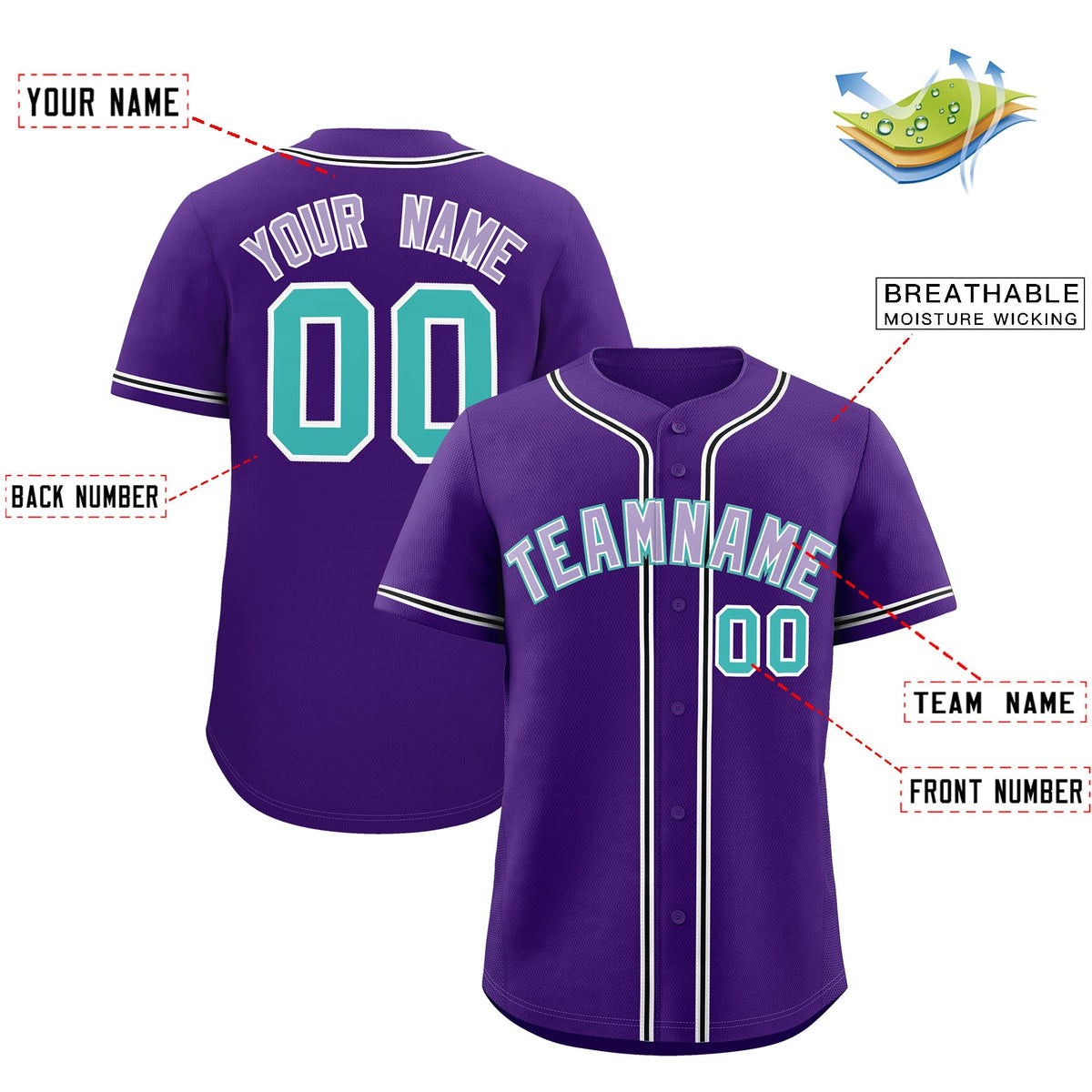 Custom Purple Classic Style Stitched Sports Uniform Personalized For Teams Lightweight Baseball Jersey| KXKSHOP