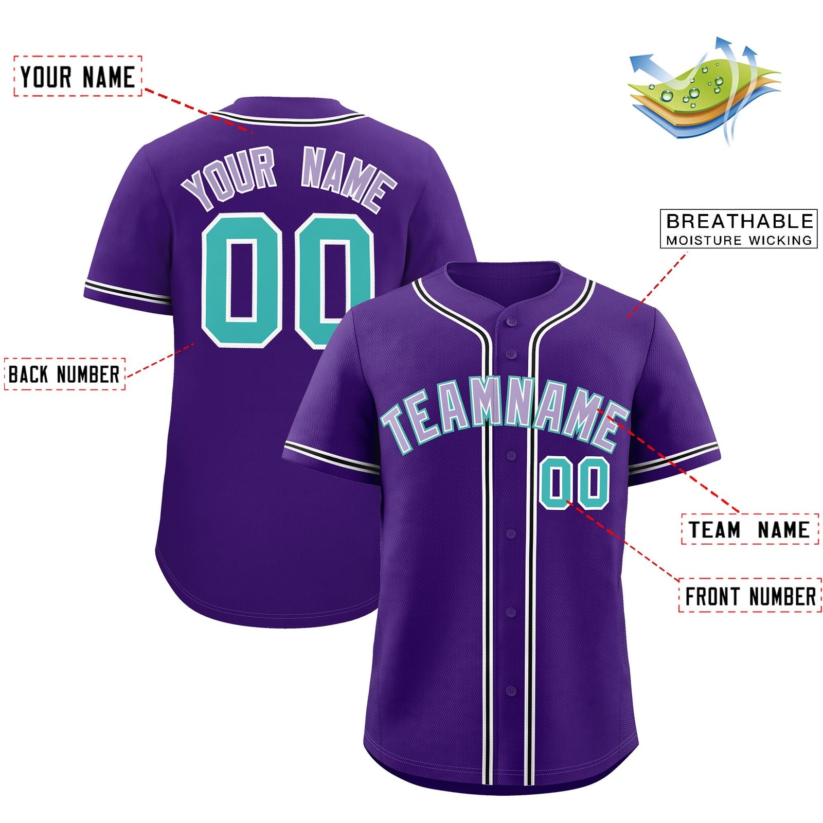 Custom Purple Classic Style Stitched Sports Uniform Personalized For Teams Lightweight Baseball Jersey| KXKSHOP