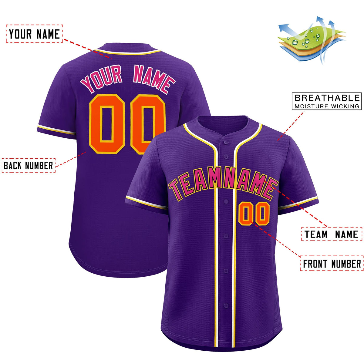 Custom Purple Classic Style Stitched Sports Uniform Personalized For Teams Quick Dry Baseball Jersey| KXKSHOP