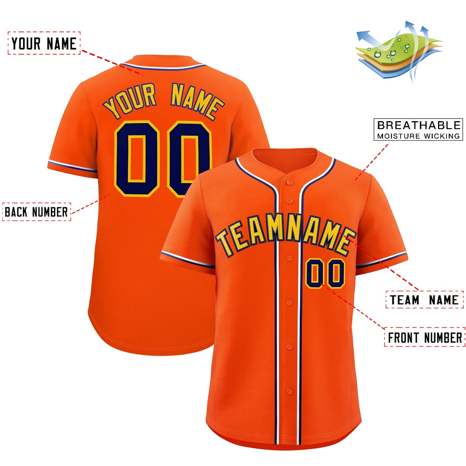 Custom Orange Classic Style Stitched Sports Uniform Personalized For Teams Quick Dry Baseball Jersey| KXKSHOP