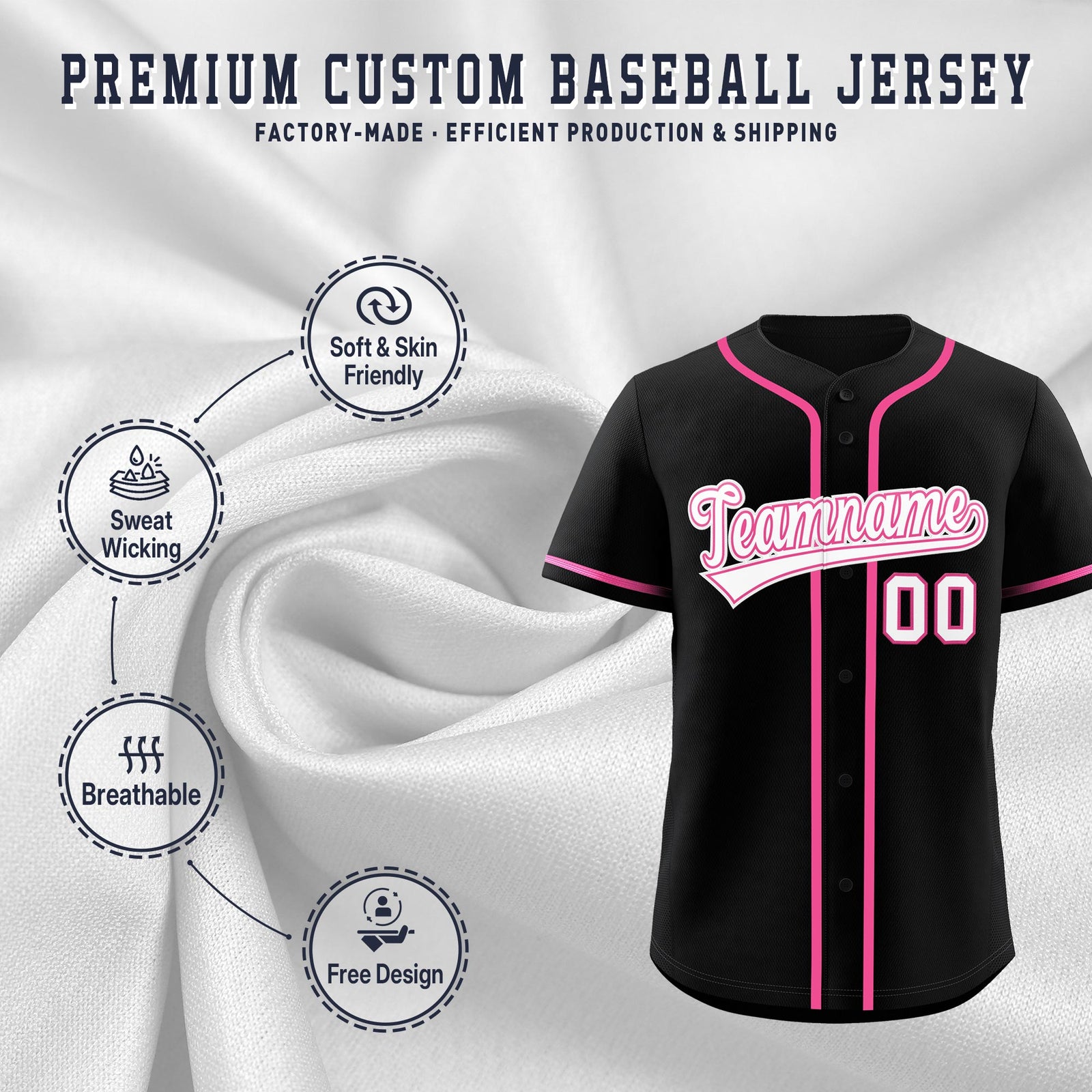 Custom Black Classic Style Stitched Sports Uniform Personalized For Teams Quick Dry Baseball Jersey| KXKSHOP