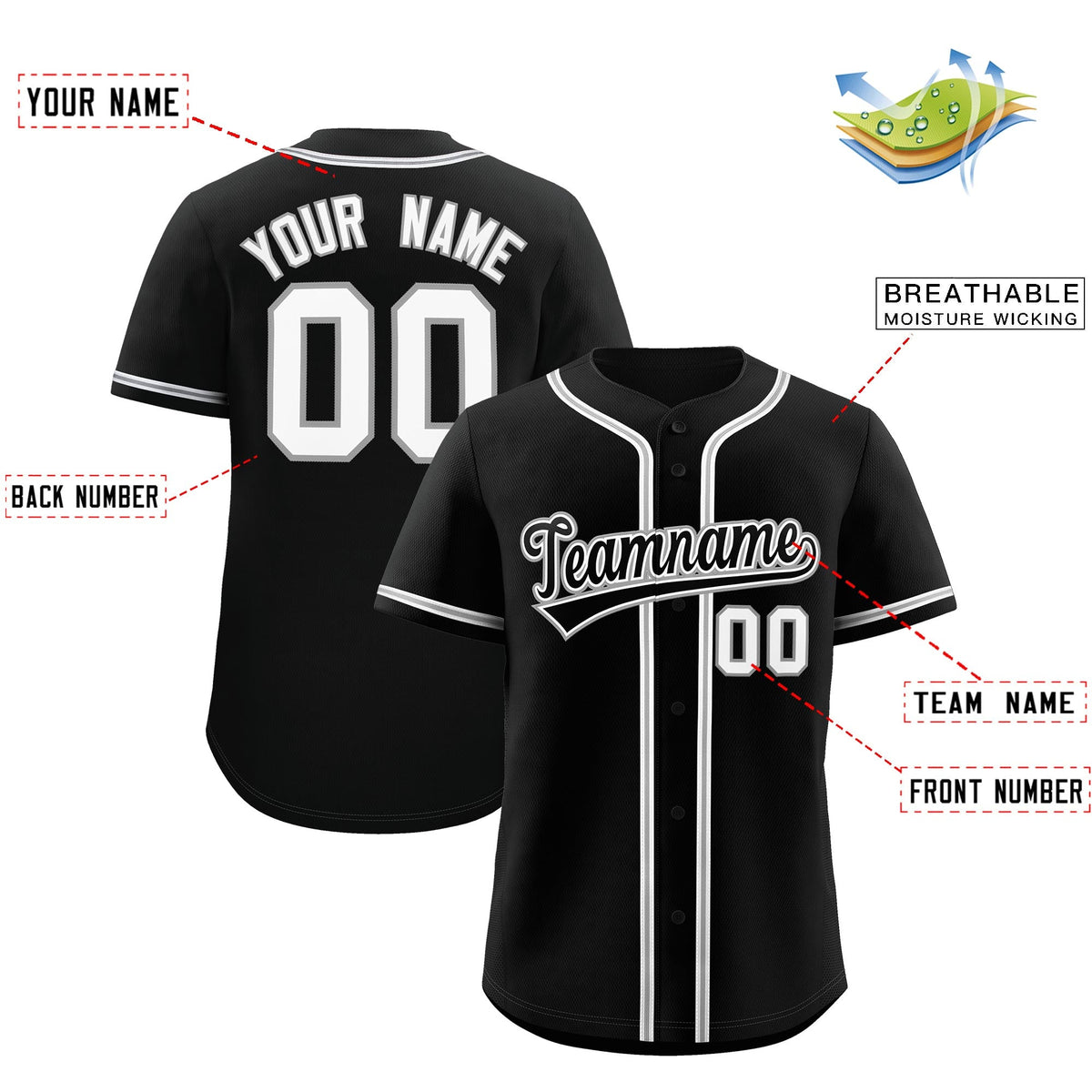 Custom Black Classic Style Stitched Sports Uniform Personalized For Teams Lightweight Baseball Jersey| KXKSHOP