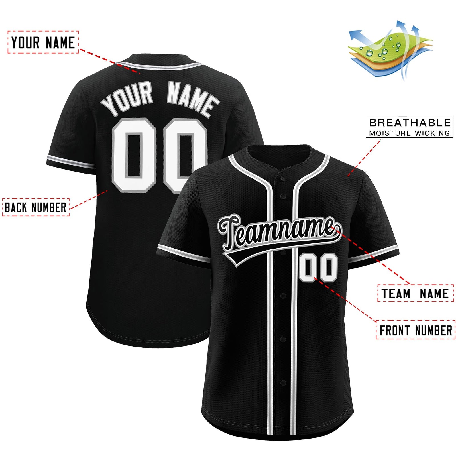 Custom Black Classic Style Stitched Sports Uniform Personalized For Teams Lightweight Baseball Jersey| KXKSHOP