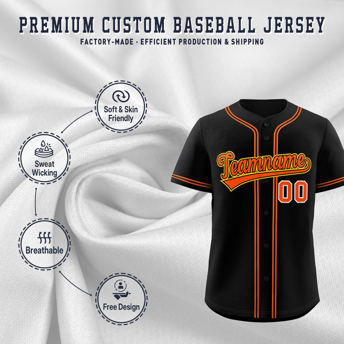 Custom Black Classic Style Stitched Sports Uniform Personalized For Teams Lightweight Baseball Jersey| KXKSHOP