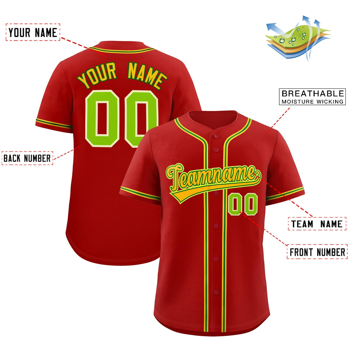 Custom Red Classic Style Stitched Sports Uniform Personalized For Teams Lightweight Baseball Jersey| KXKSHOP