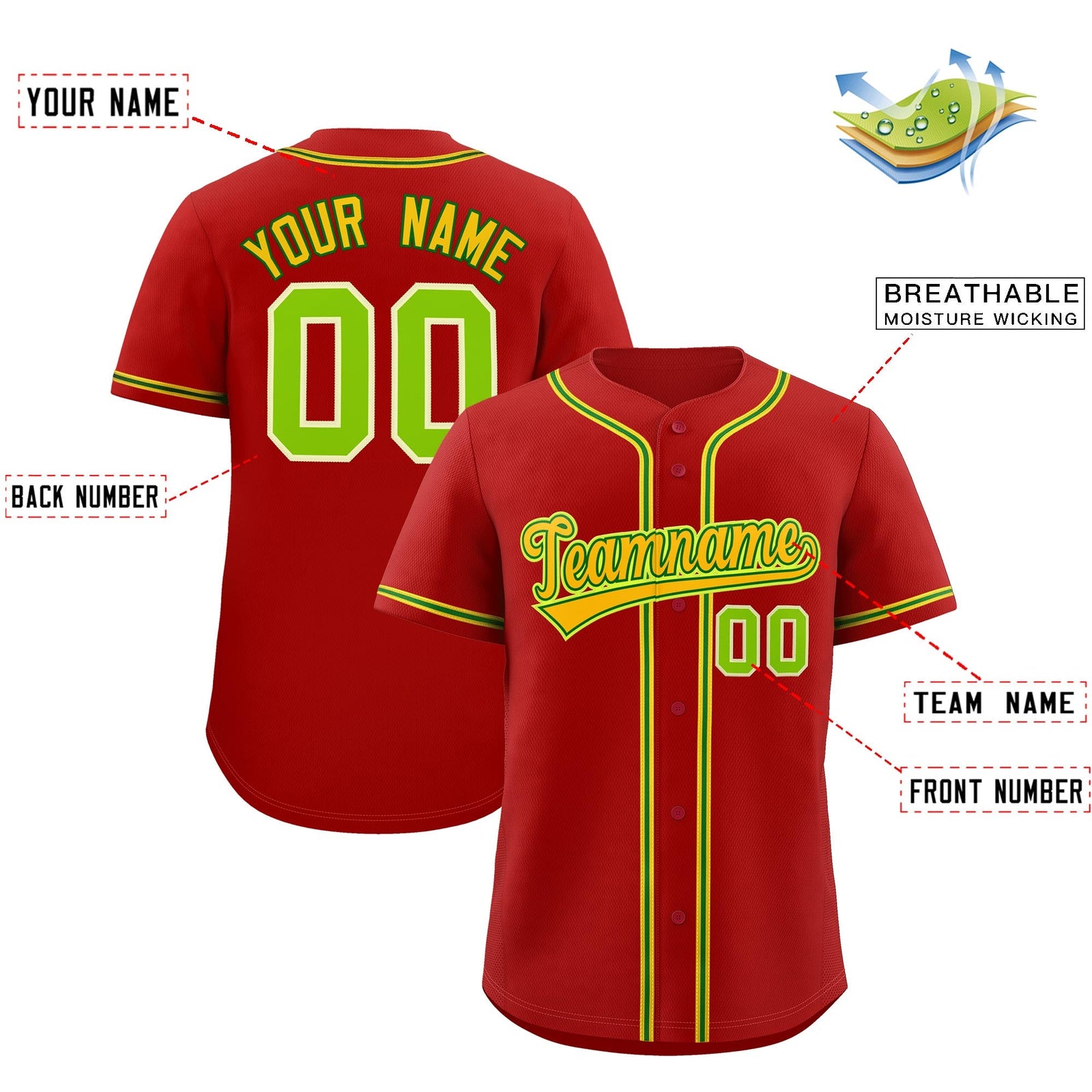 Custom Red Classic Style Stitched Sports Uniform Personalized For Teams Lightweight Baseball Jersey| KXKSHOP