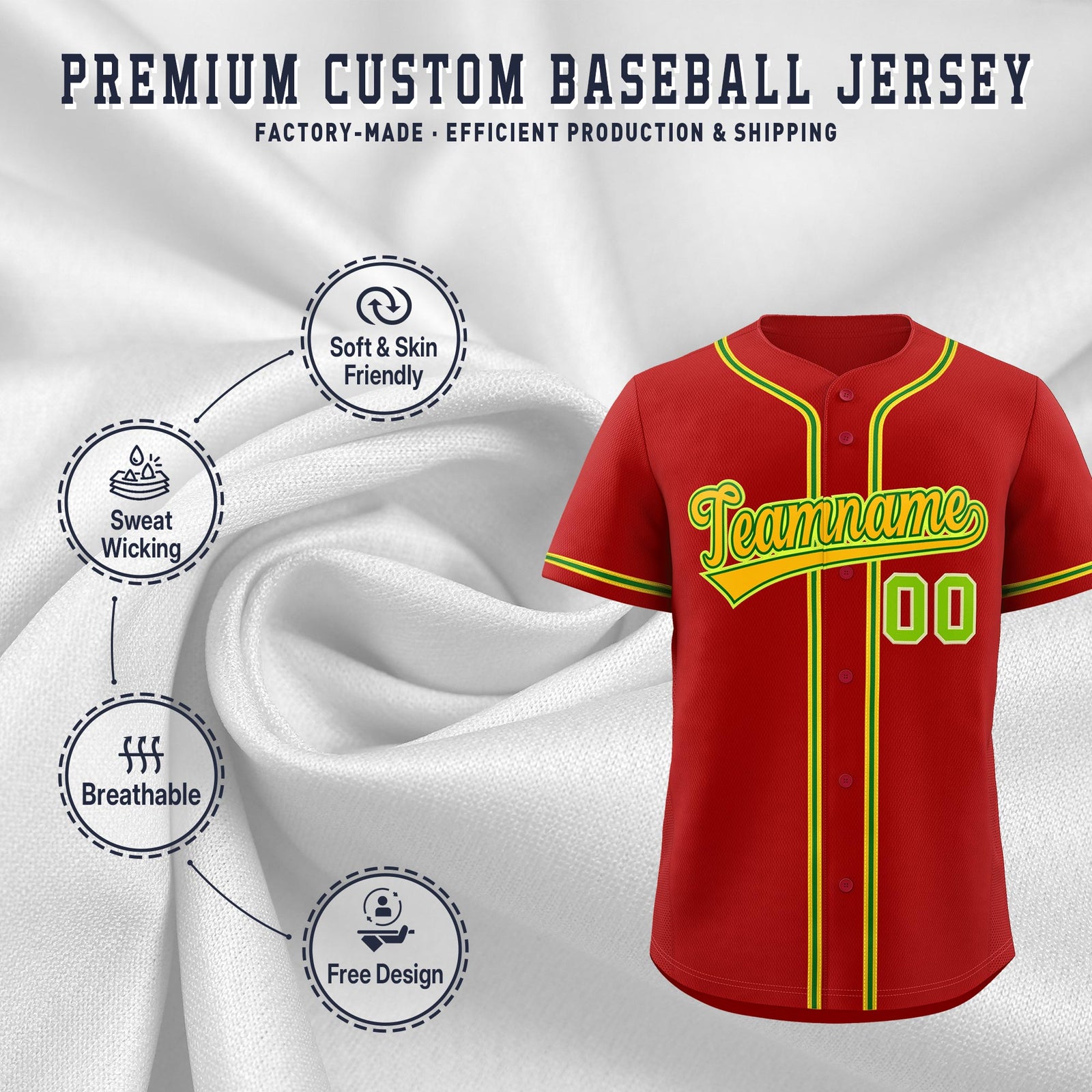 Custom Red Classic Style Stitched Sports Uniform Personalized For Teams Lightweight Baseball Jersey| KXKSHOP