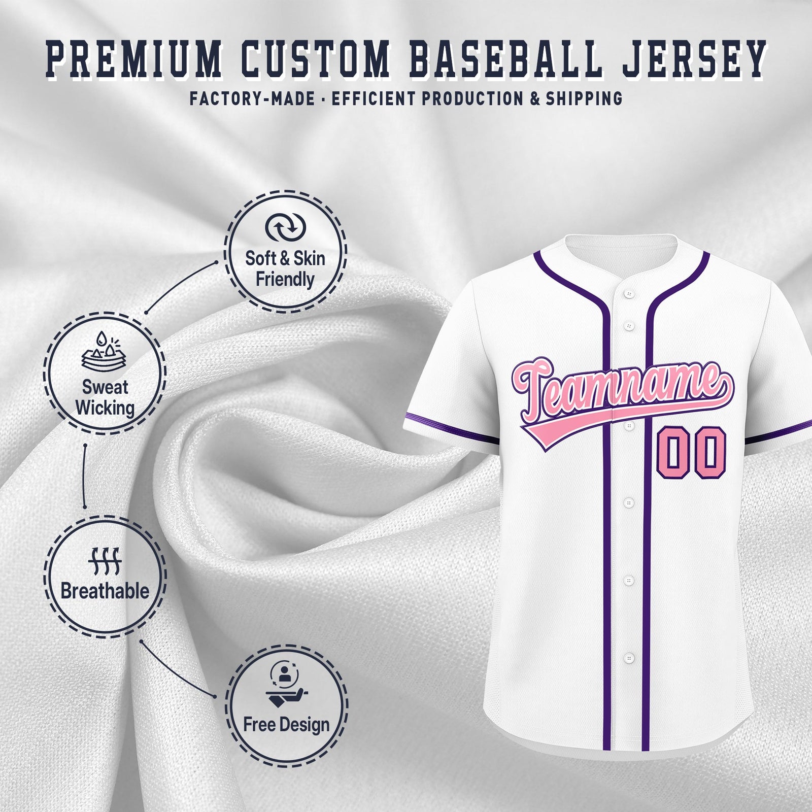 Custom White Classic Style Stitched Sports Uniform Personalized For Teams Lightweight Baseball Jersey| KXKSHOP