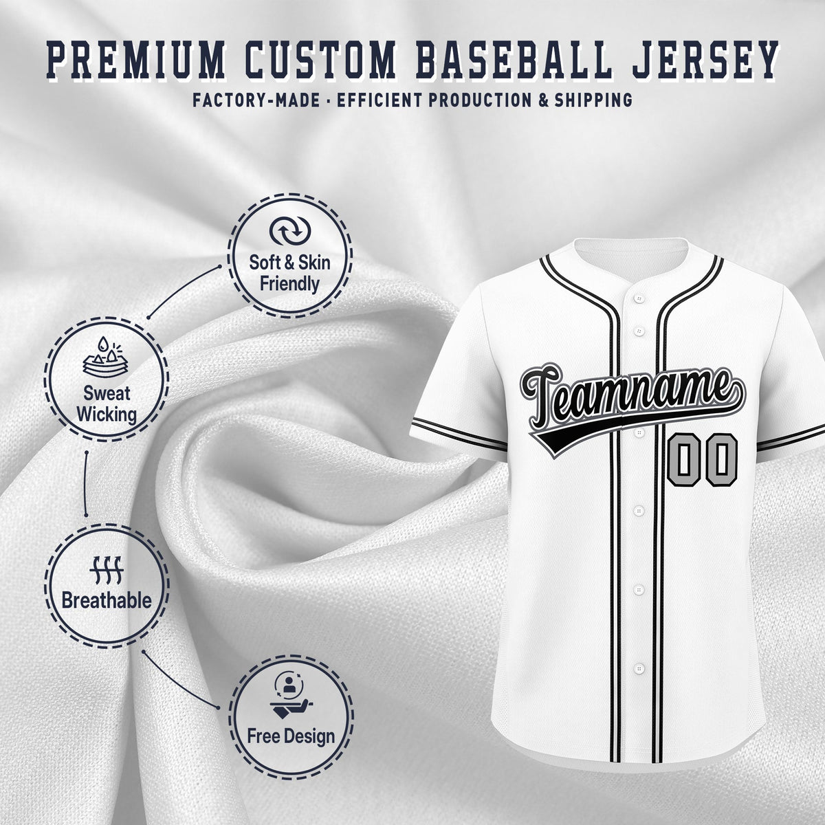 Custom White Classic Style Stitched Sports Uniform Personalized For Teams Quick Dry Baseball Jersey| KXKSHOP
