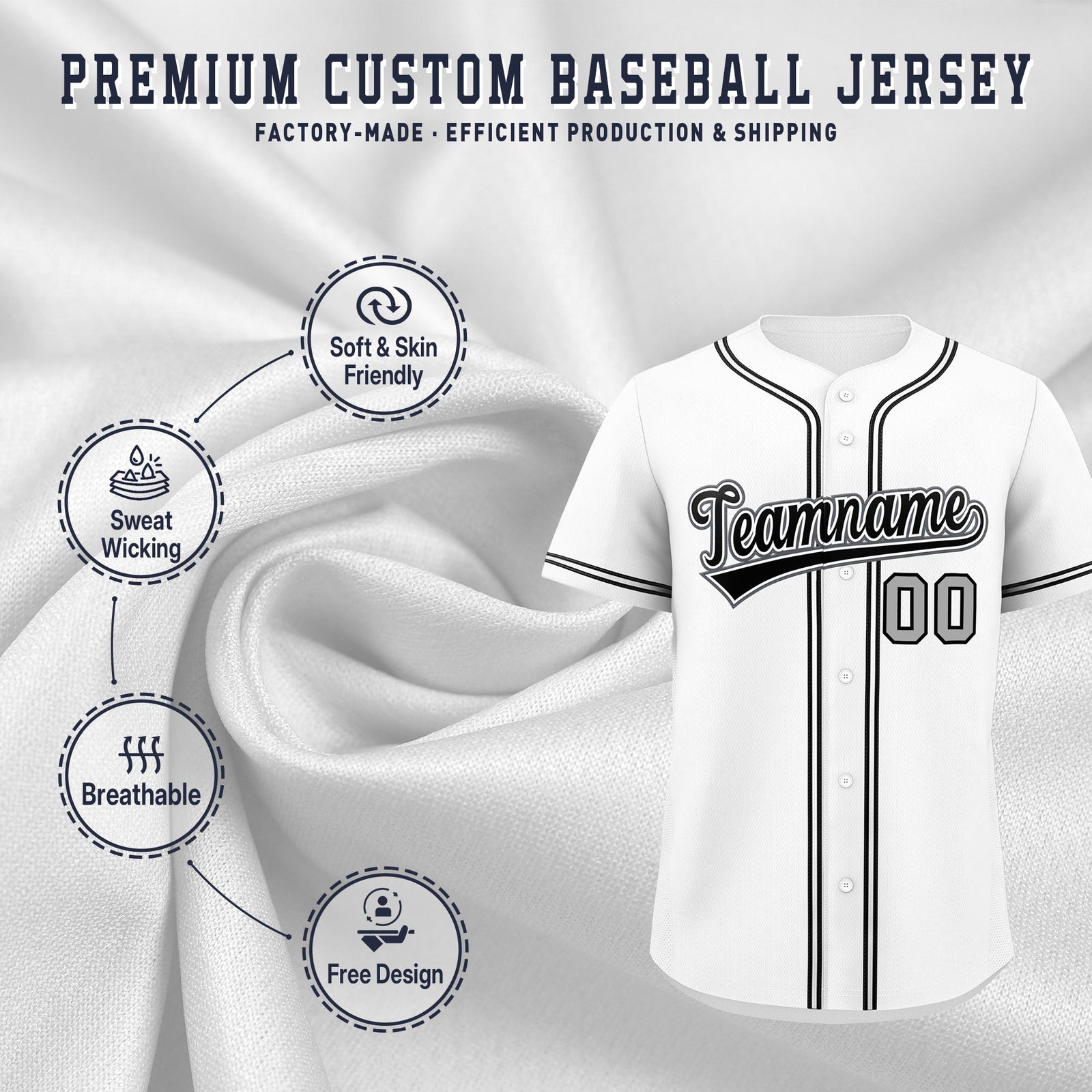 Custom White Classic Style Stitched Sports Uniform Personalized For Teams Quick Dry Baseball Jersey| KXKSHOP