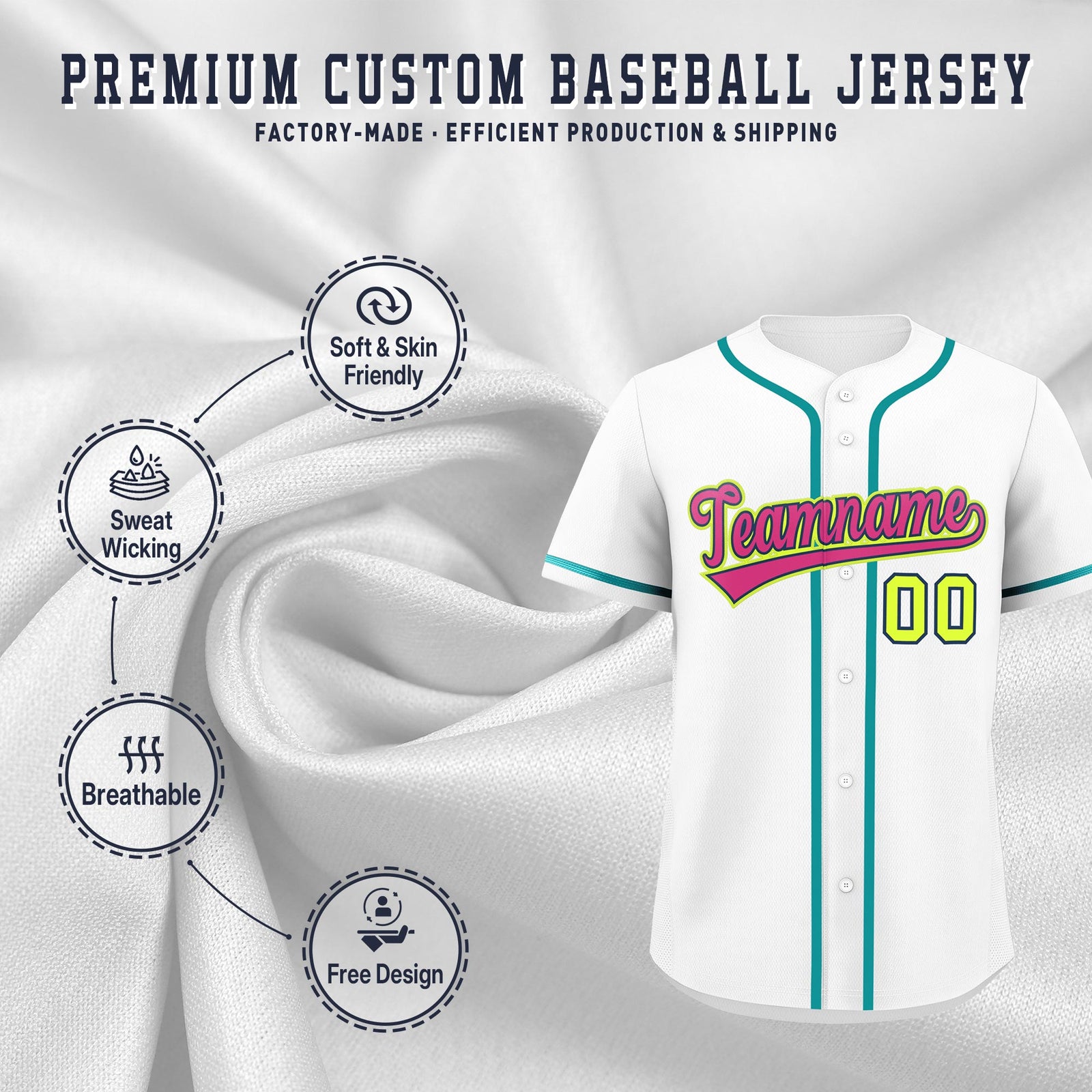 Custom White Classic Style Stitched Sports Uniform Personalized For Teams Lightweight Baseball Jersey| KXKSHOP