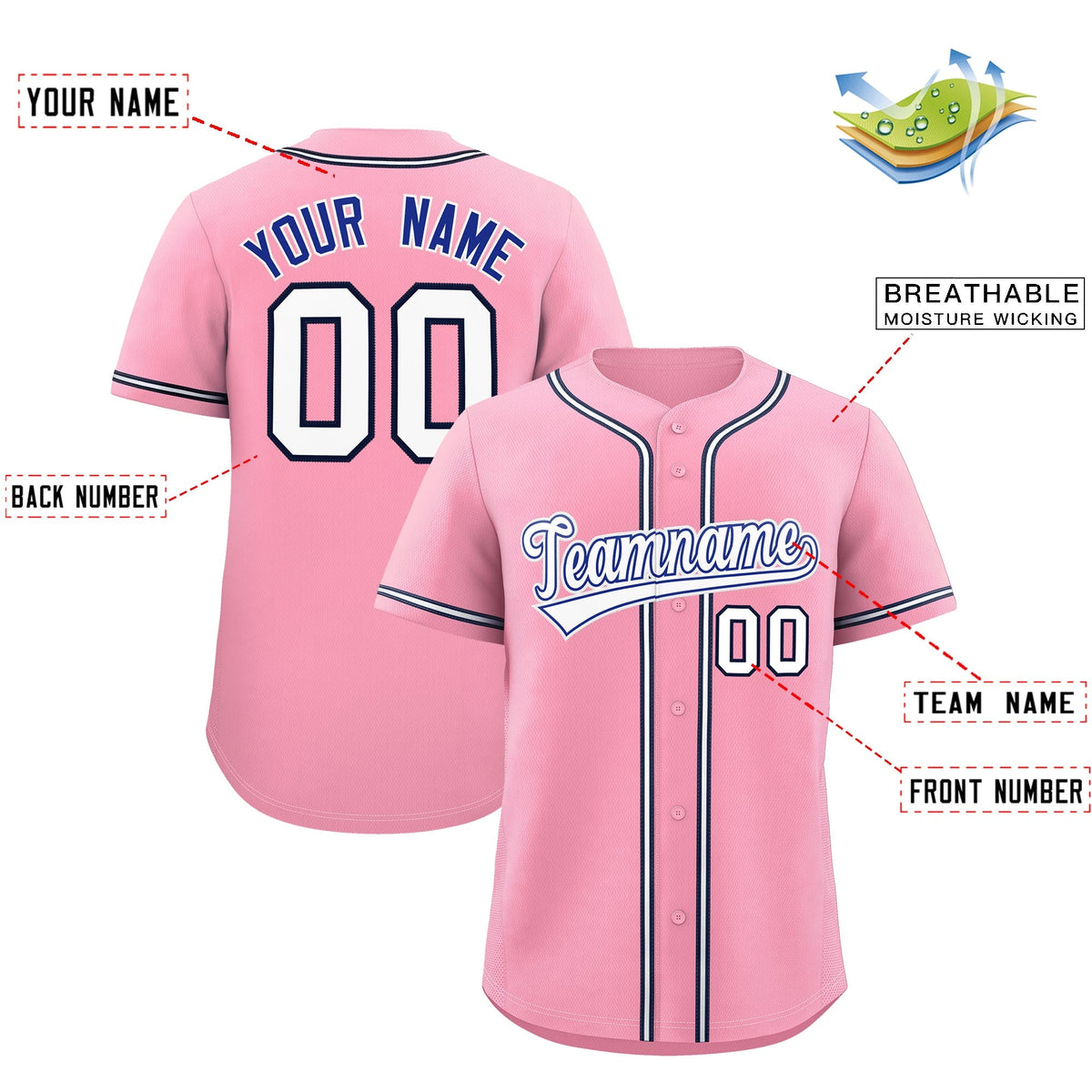 Custom Light Pink Classic Style Stitched Sports Uniform Personalized For Teams Lightweight Baseball Jersey| KXKSHOP