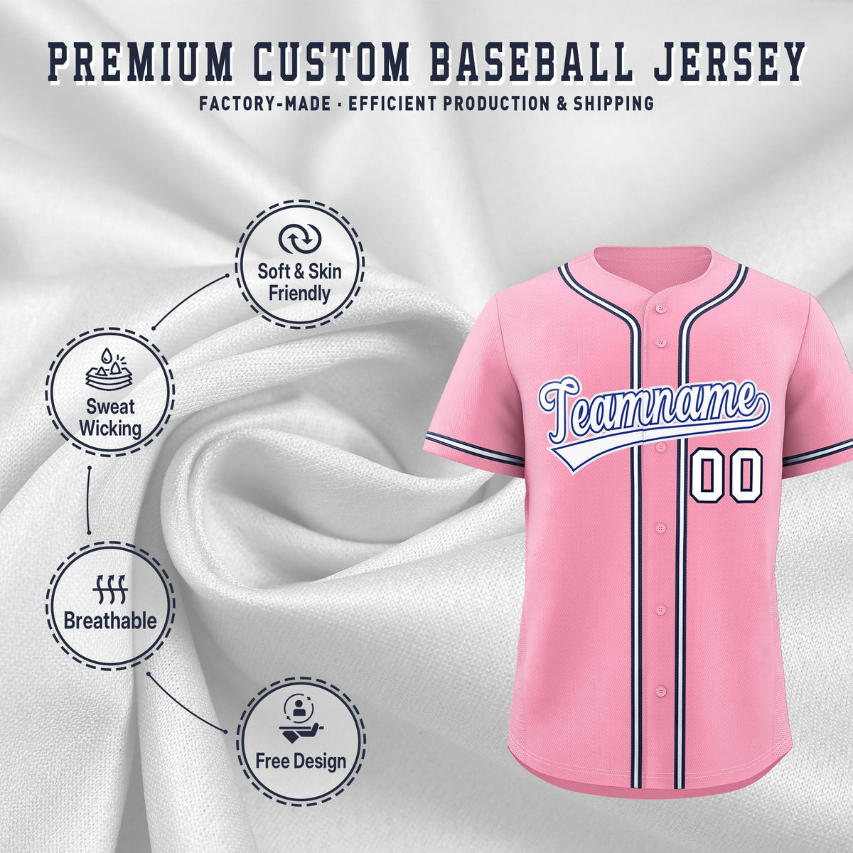 Custom Light Pink Classic Style Stitched Sports Uniform Personalized For Teams Lightweight Baseball Jersey| KXKSHOP