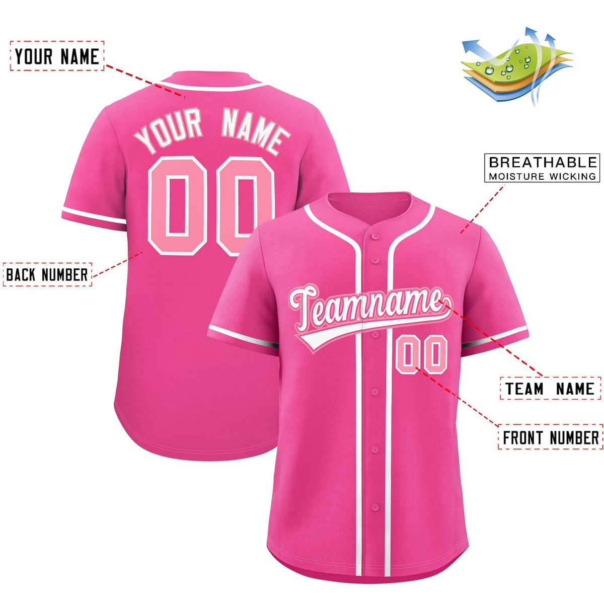 Custom Pink Classic Style Stitched Sports Uniform Personalized For Teams Quick Dry Baseball Jersey| KXKSHOP
