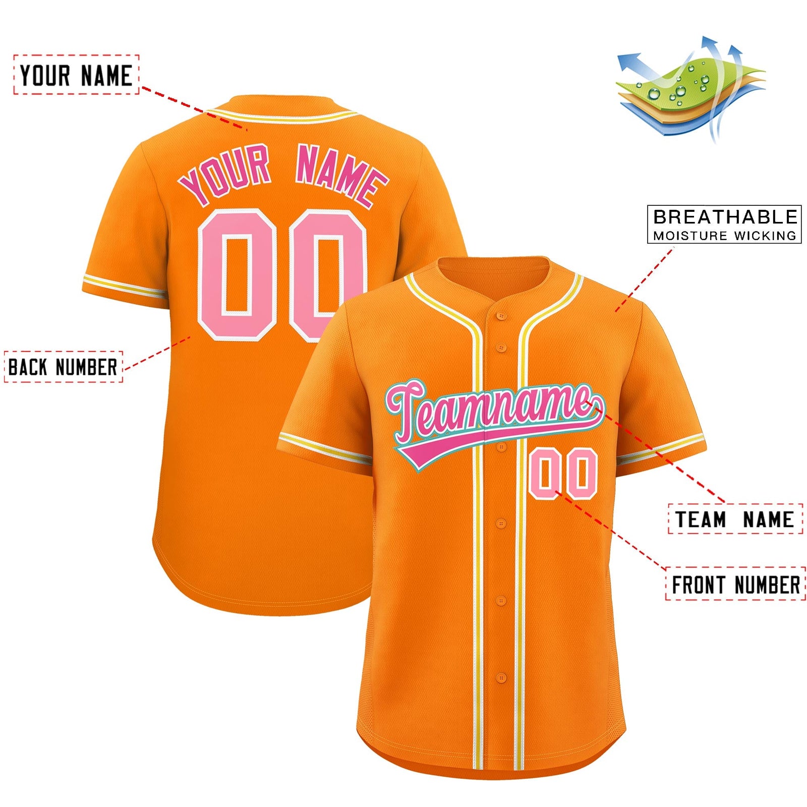 Custom Orange Classic Style Stitched Sports Uniform Personalized For Teams Quick Dry Baseball Jersey| KXKSHOP
