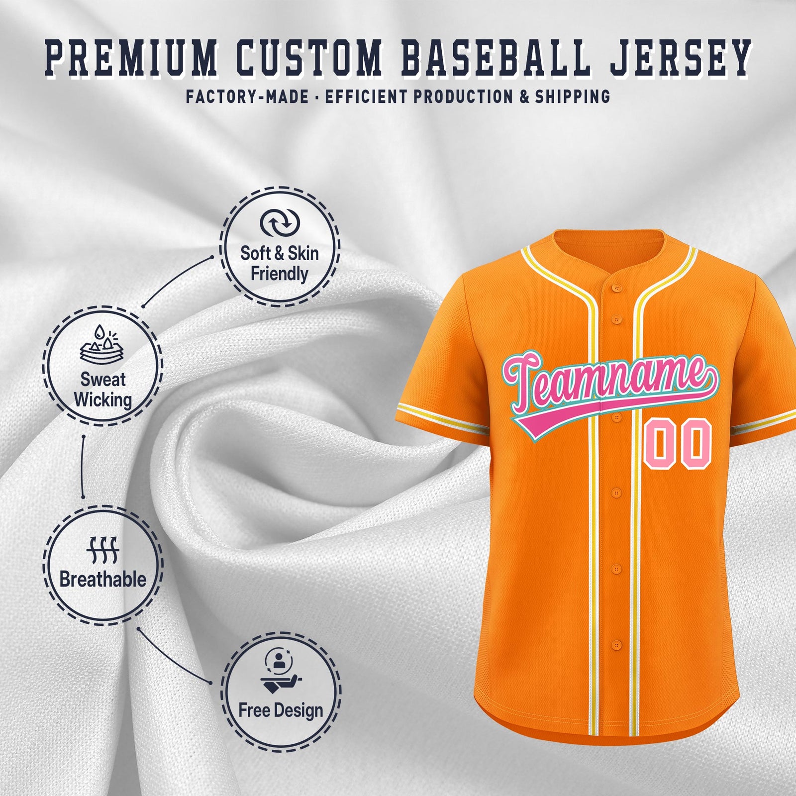 Custom Orange Classic Style Stitched Sports Uniform Personalized For Teams Quick Dry Baseball Jersey| KXKSHOP