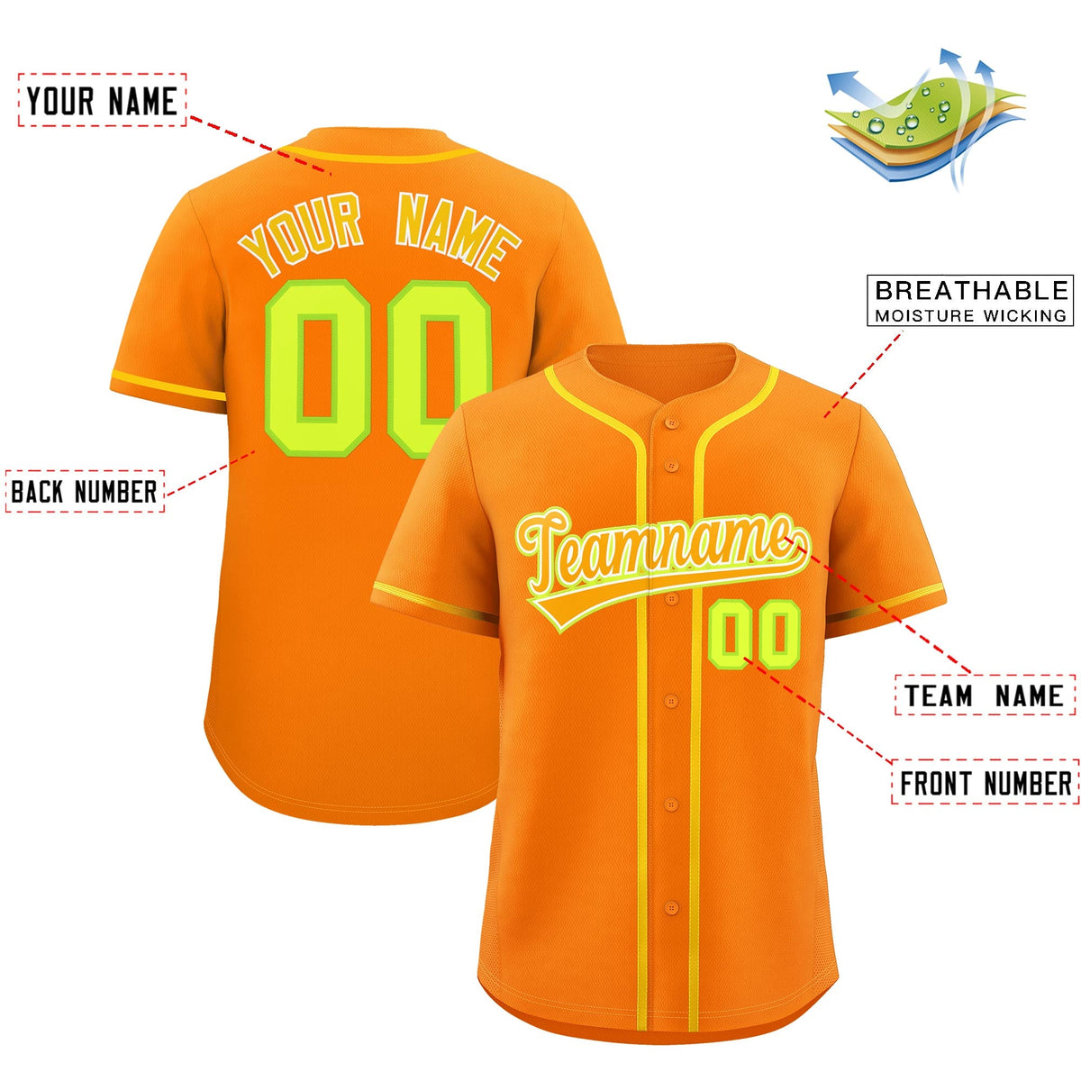 Custom Orange Classic Style Stitched Sports Uniform Personalized For Teams Lightweight Baseball Jersey| KXKSHOP