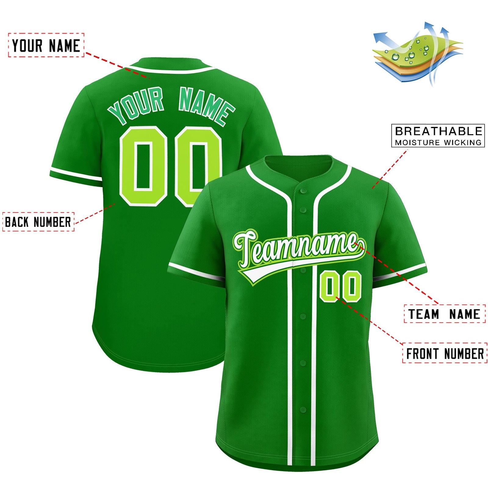 Custom Kelly Green Classic Style Stitched Sports Uniform Personalized For Teams Lightweight Baseball Jersey| KXKSHOP