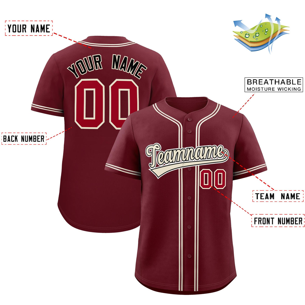 Custom Maroon Classic Style Stitched Sports Uniform Personalized For Teams Quick Dry Baseball Jersey| KXKSHOP
