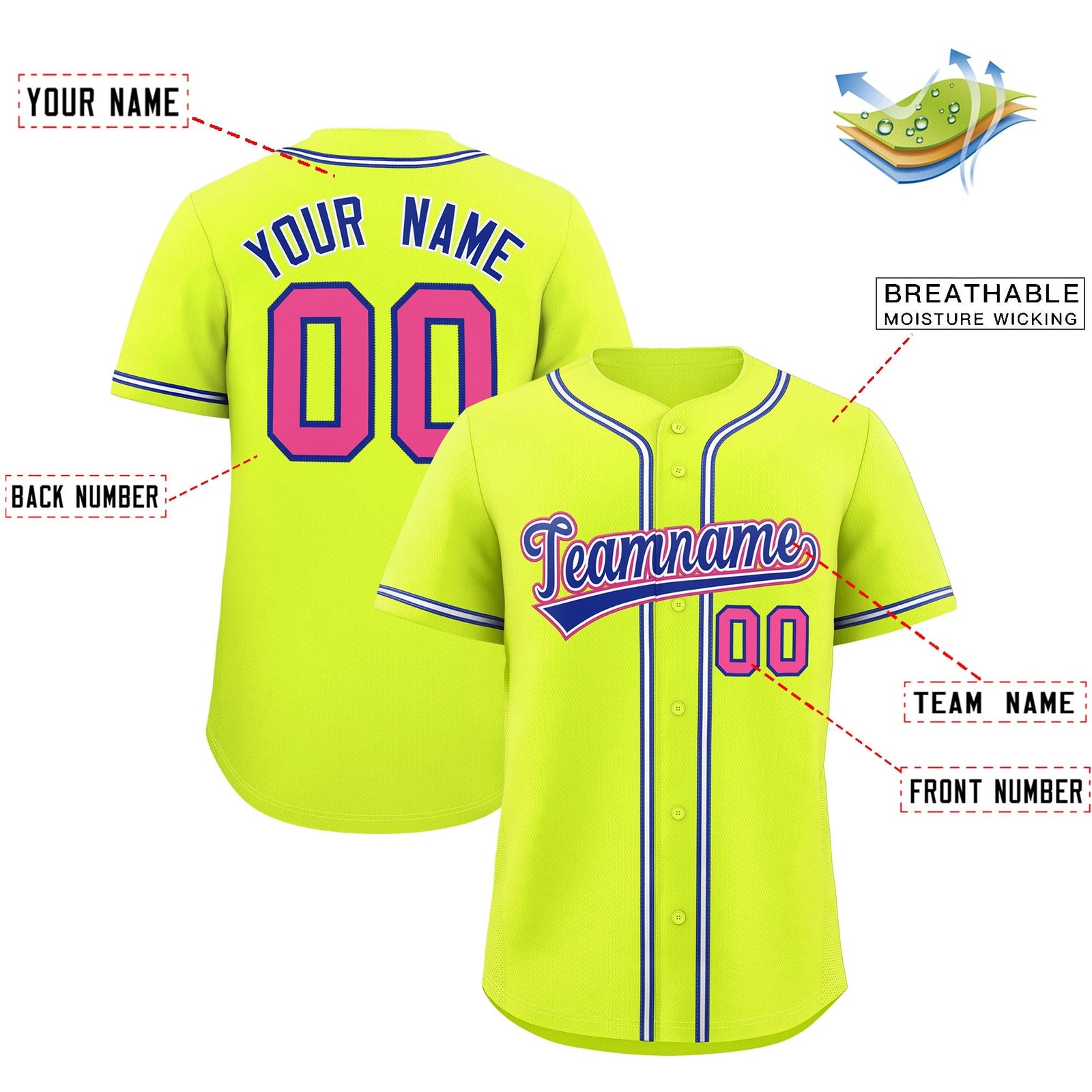 Custom Fluorescent Green Classic Style Stitched Sports Uniform Personalized For Teams Quick Dry Baseball Jersey| KXKSHOP