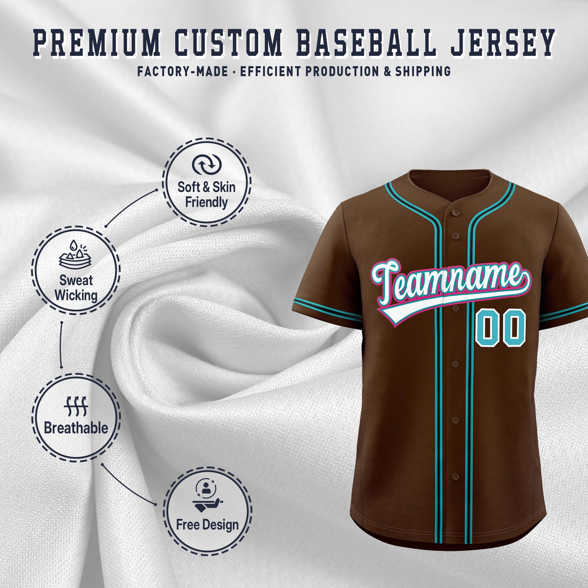 Custom Brown Classic Style Stitched Sports Uniform Personalized For Teams Quick Dry Baseball Jersey| KXKSHOP