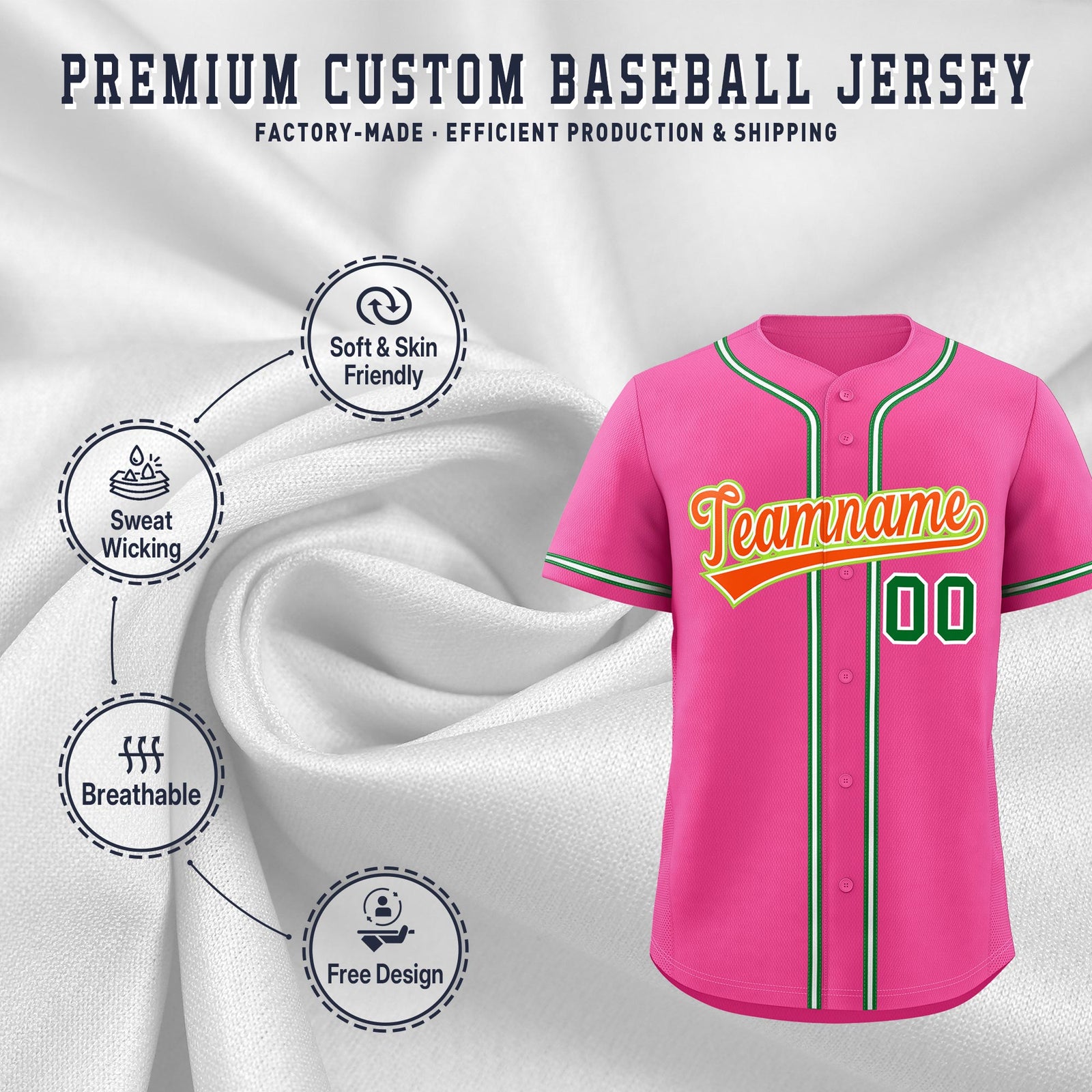 Custom Pink Classic Style Stitched Sports Uniform Personalized For Teams Lightweight Baseball Jersey| KXKSHOP