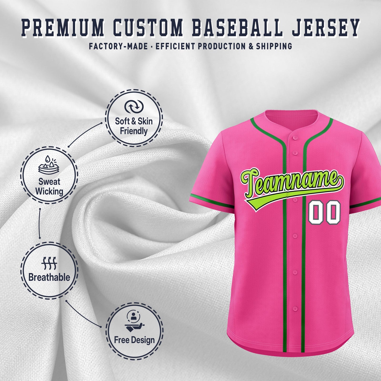 Custom Pink Classic Style Stitched Sports Uniform Personalized For Teams Quick Dry Baseball Jersey| KXKSHOP