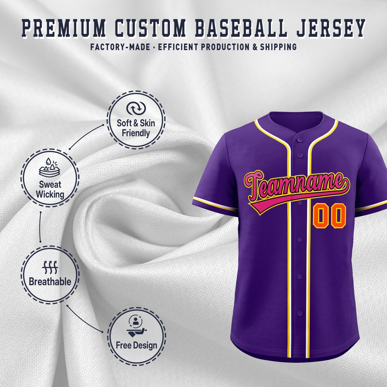 Custom Purple Classic Style Stitched Sports Uniform Personalized For Teams Quick Dry Baseball Jersey| KXKSHOP