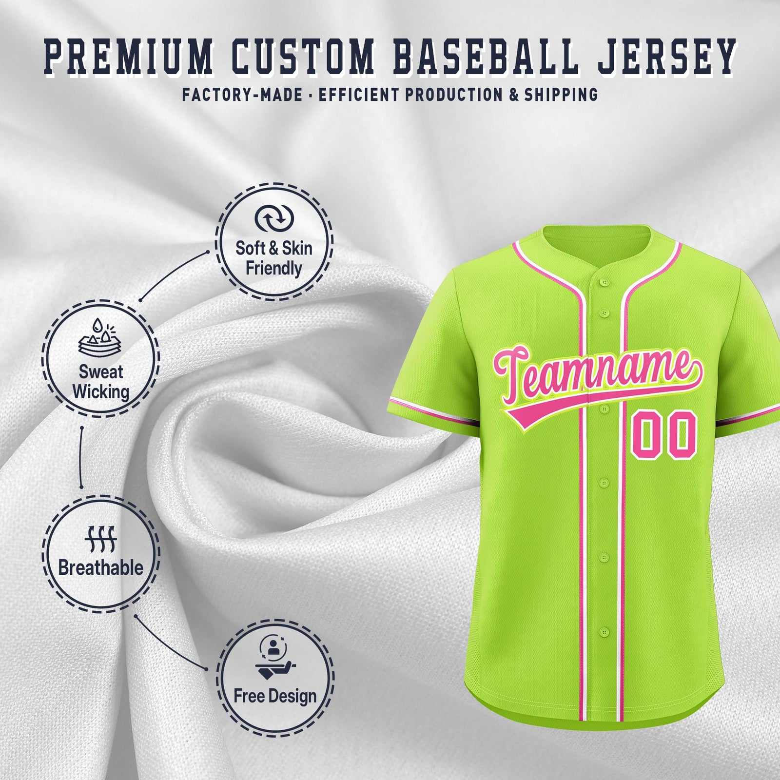 Custom Neon Green Classic Style Stitched Sports Uniform Personalized For Teams Quick Dry Baseball Jersey| KXKSHOP