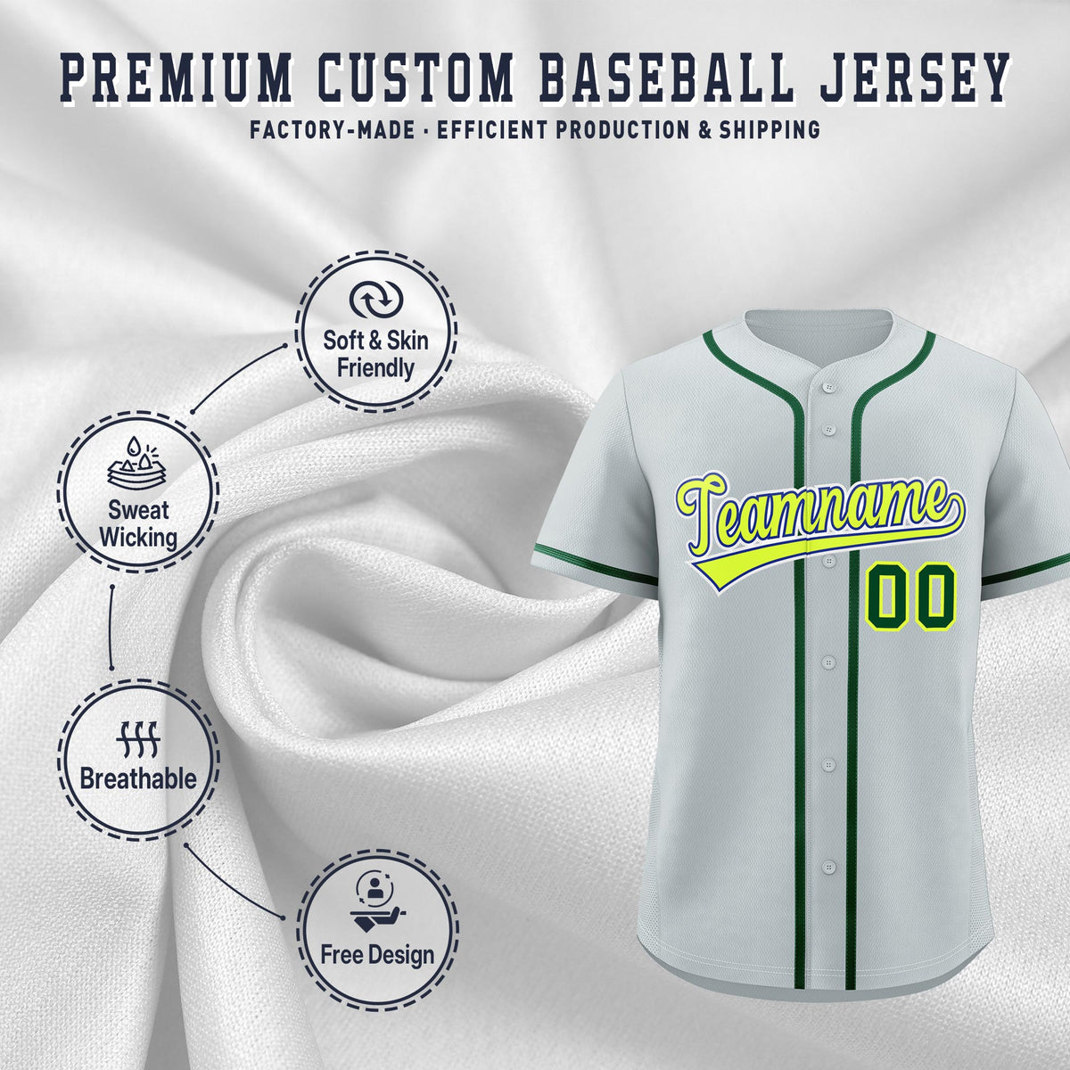 Custom Silver Classic Style Stitched Sports Uniform Personalized For Teams Lightweight Baseball Jersey| KXKSHOP