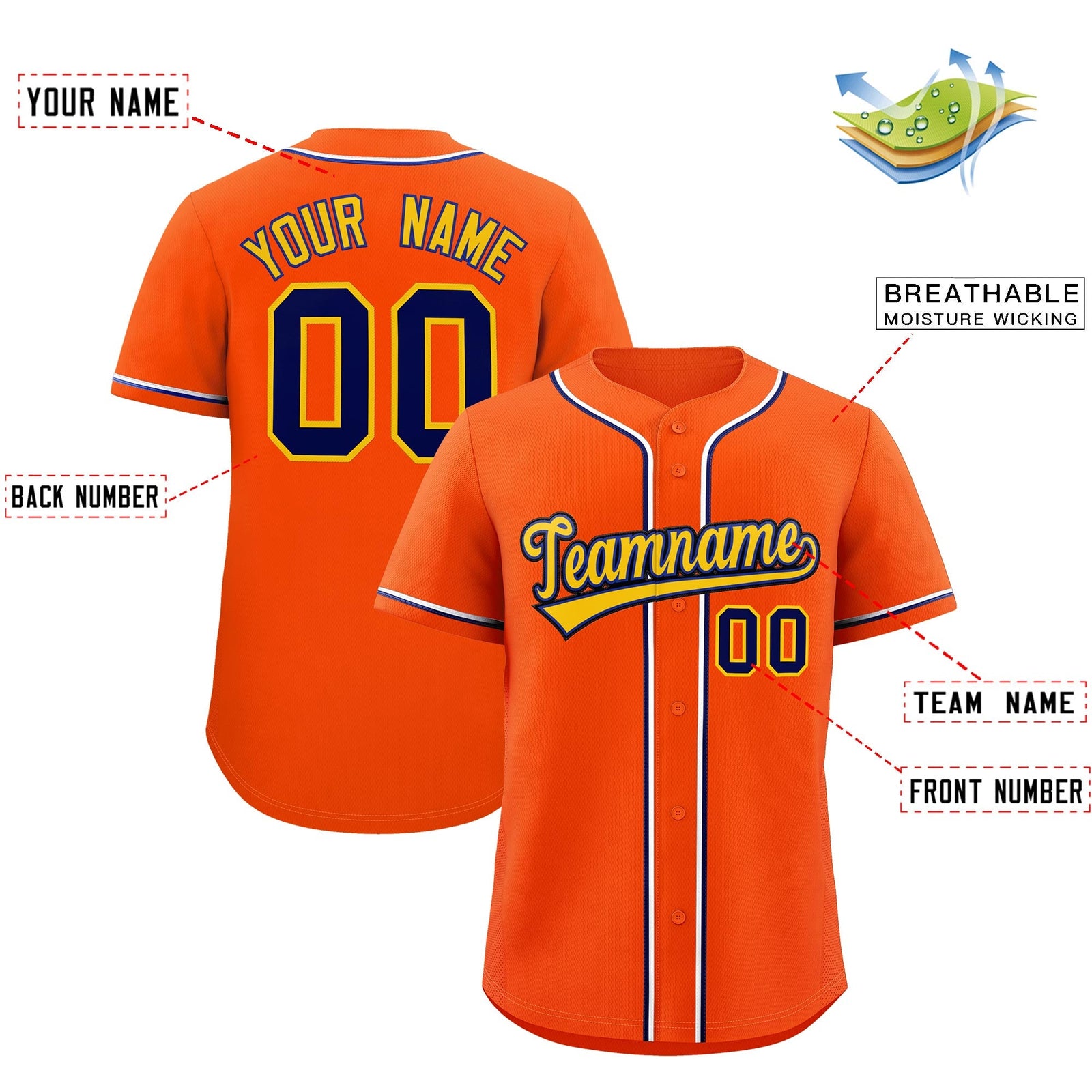 Custom Orange Classic Style Stitched Sports Uniform Personalized For Teams Quick Dry Baseball Jersey| KXKSHOP