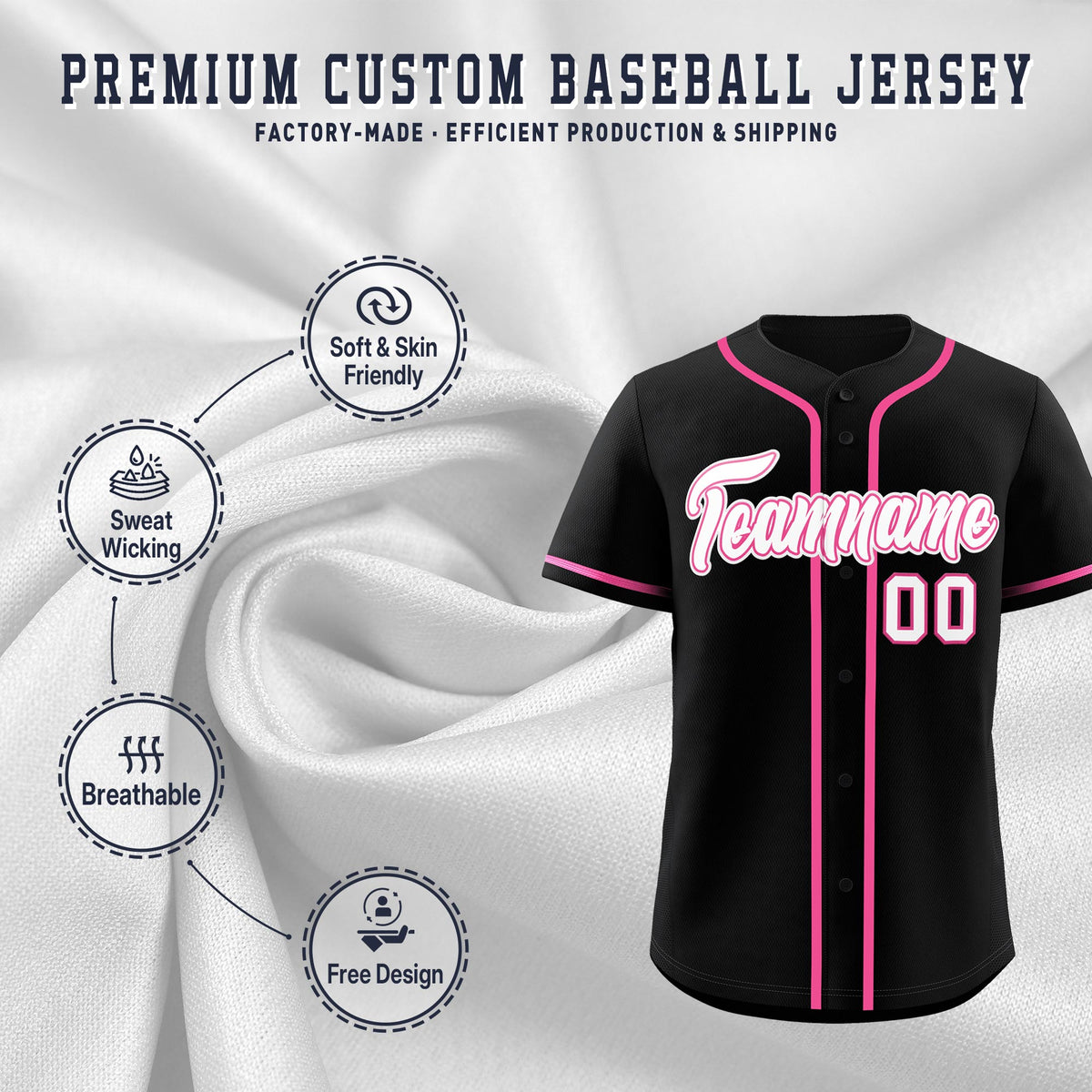 Custom Black Classic Style Stitched Sports Uniform Personalized For Teams Quick Dry Baseball Jersey| KXKSHOP