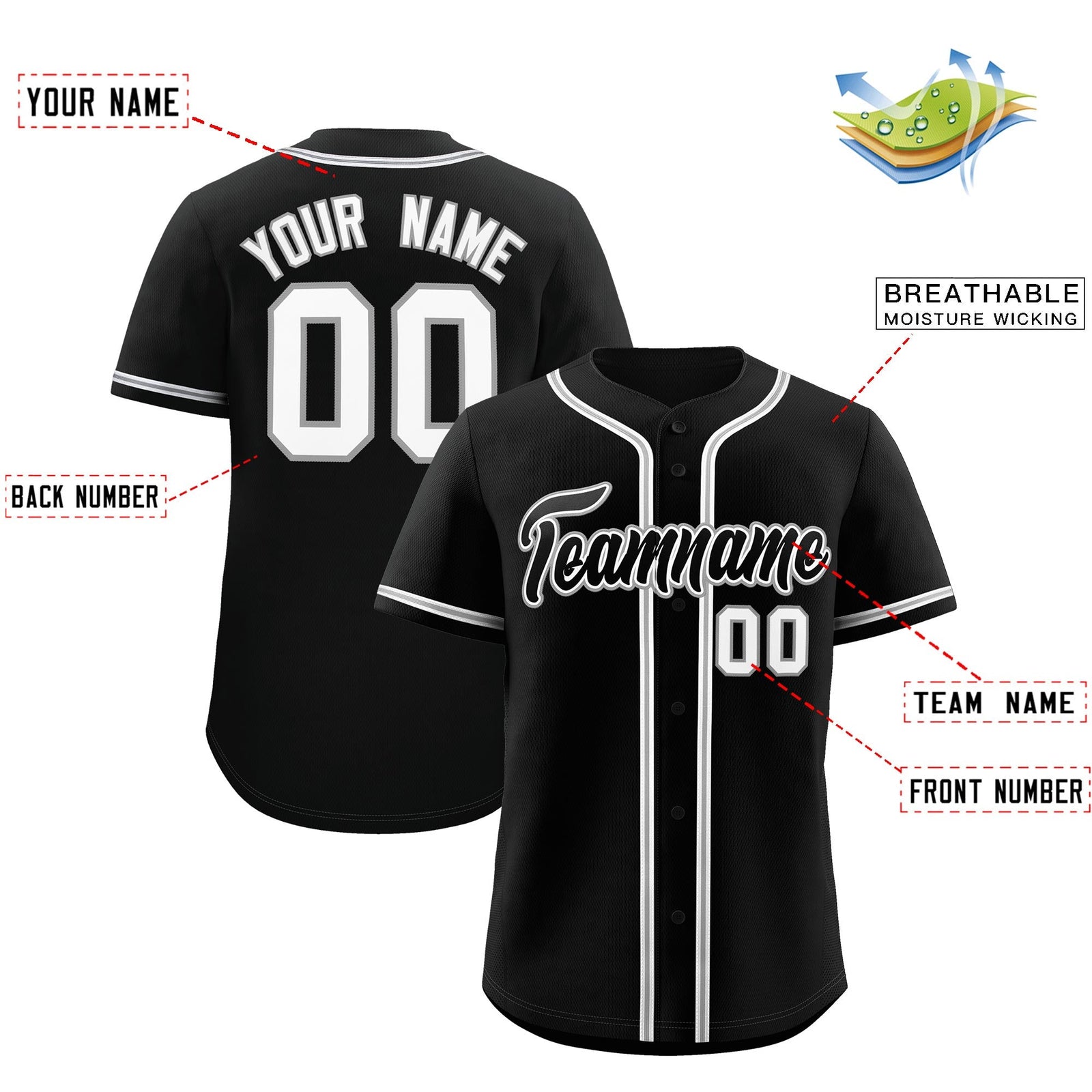 Custom Black Classic Style Stitched Sports Uniform Personalized For Teams Lightweight Baseball Jersey| KXKSHOP