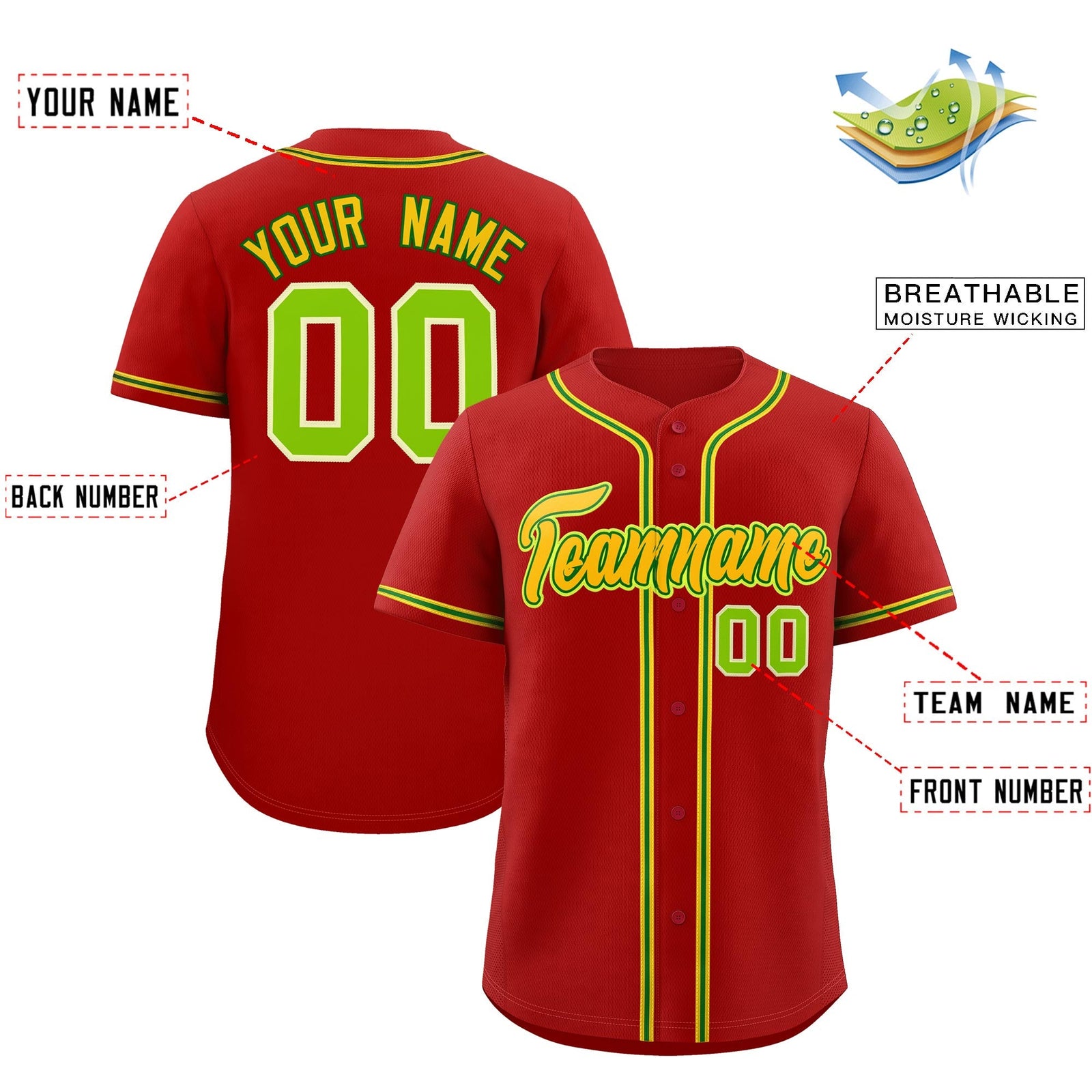 Custom Red Classic Style Stitched Sports Uniform Personalized For Teams Lightweight Baseball Jersey| KXKSHOP