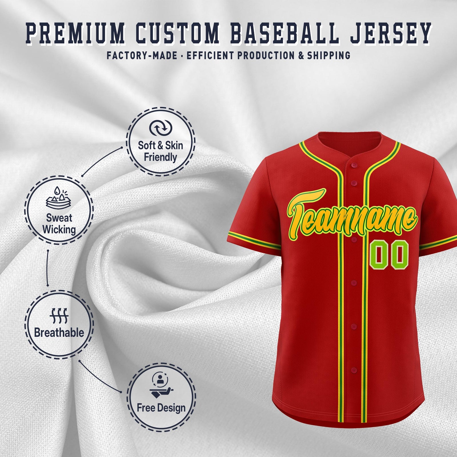 Custom Red Classic Style Stitched Sports Uniform Personalized For Teams Lightweight Baseball Jersey| KXKSHOP