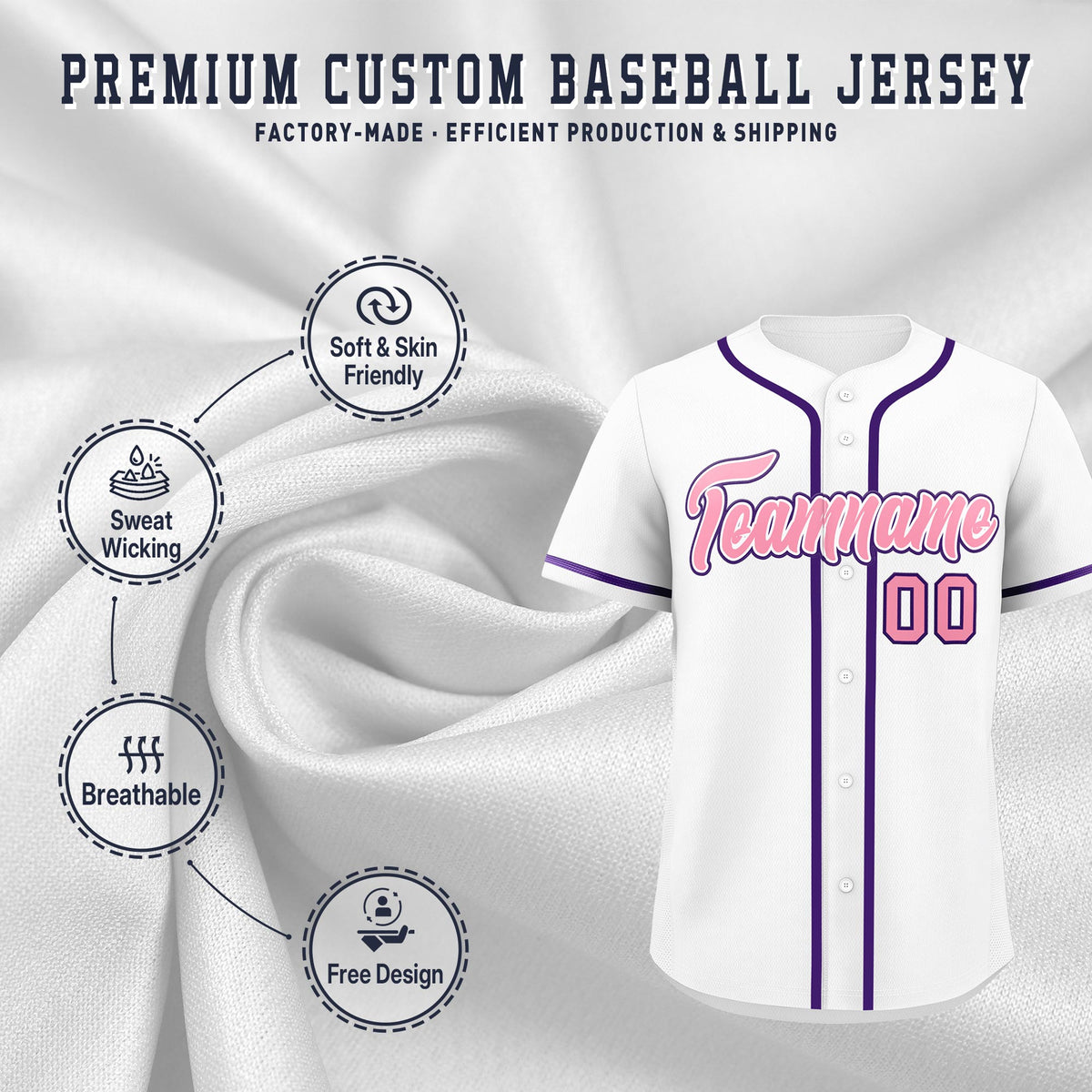 Custom White Classic Style Stitched Sports Uniform Personalized For Teams Lightweight Baseball Jersey| KXKSHOP