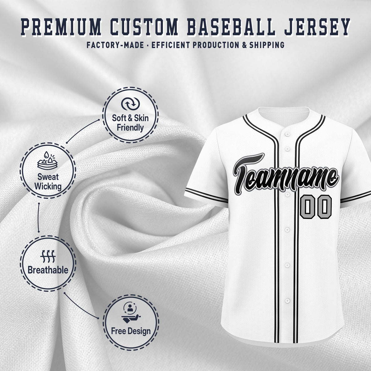 Custom White Classic Style Stitched Sports Uniform Personalized For Teams Quick Dry Baseball Jersey| KXKSHOP
