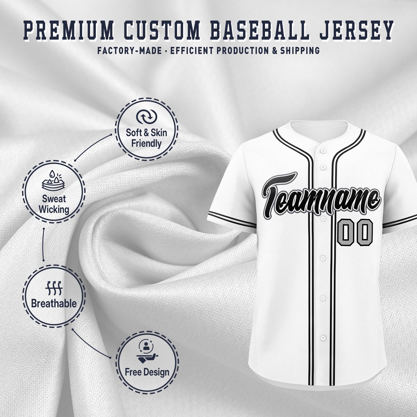 Custom White Classic Style Stitched Sports Uniform Personalized For Teams Quick Dry Baseball Jersey| KXKSHOP