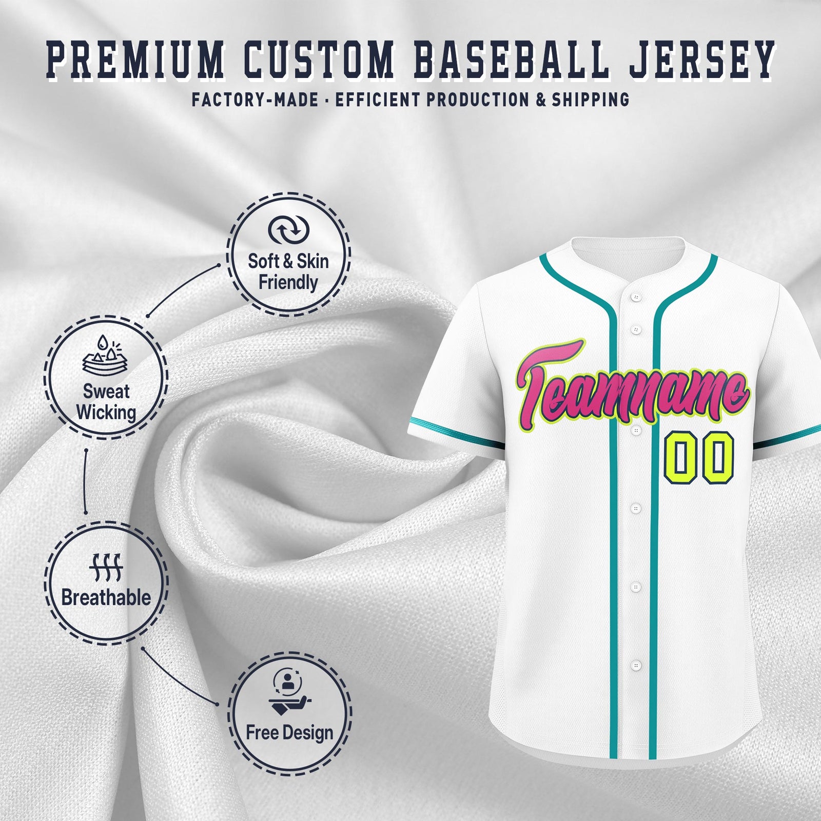 Custom White Classic Style Stitched Sports Uniform Personalized For Teams Lightweight Baseball Jersey| KXKSHOP