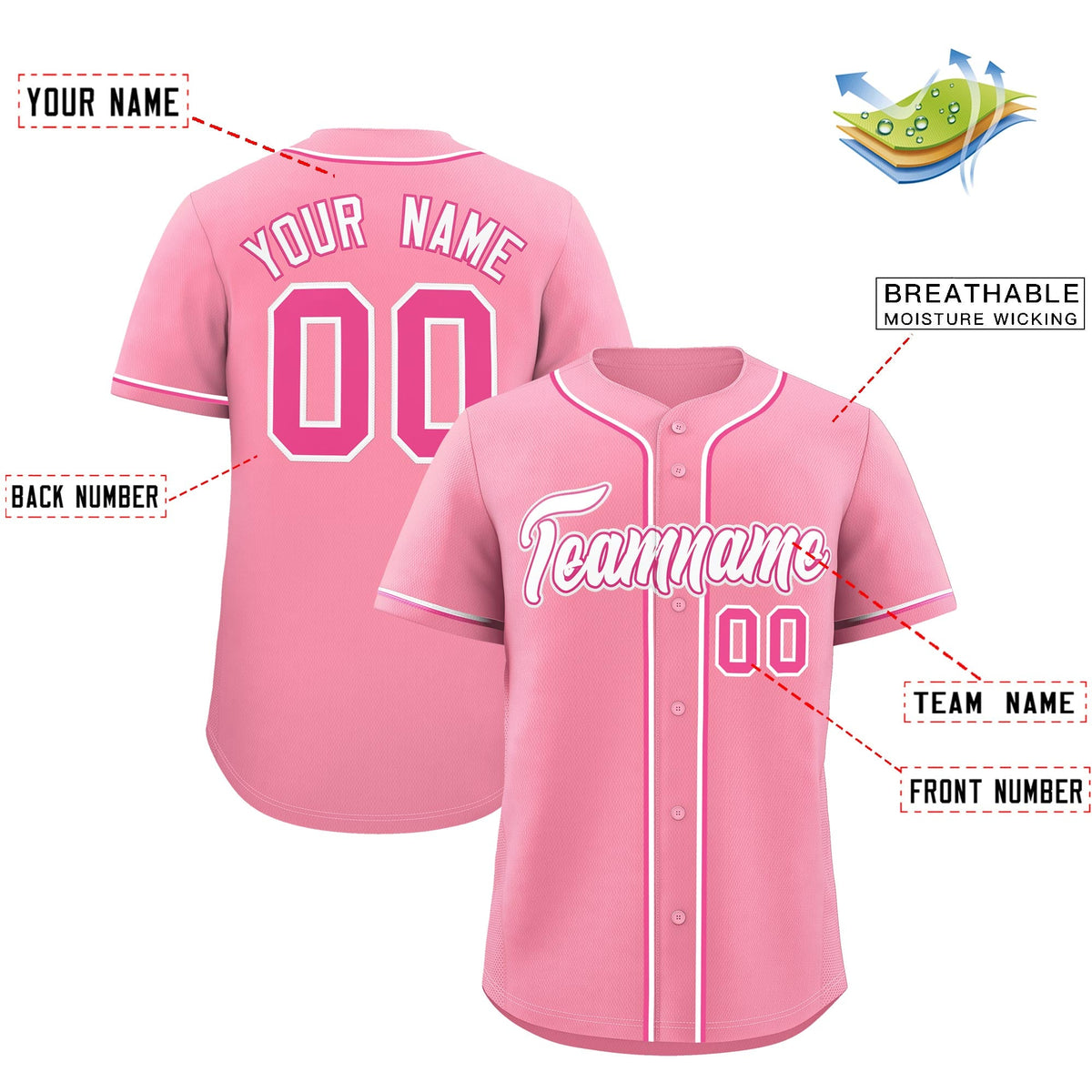 Custom Light Pink Classic Style Stitched Sports Uniform Personalized For Teams Quick Dry Baseball Jersey| KXKSHOP