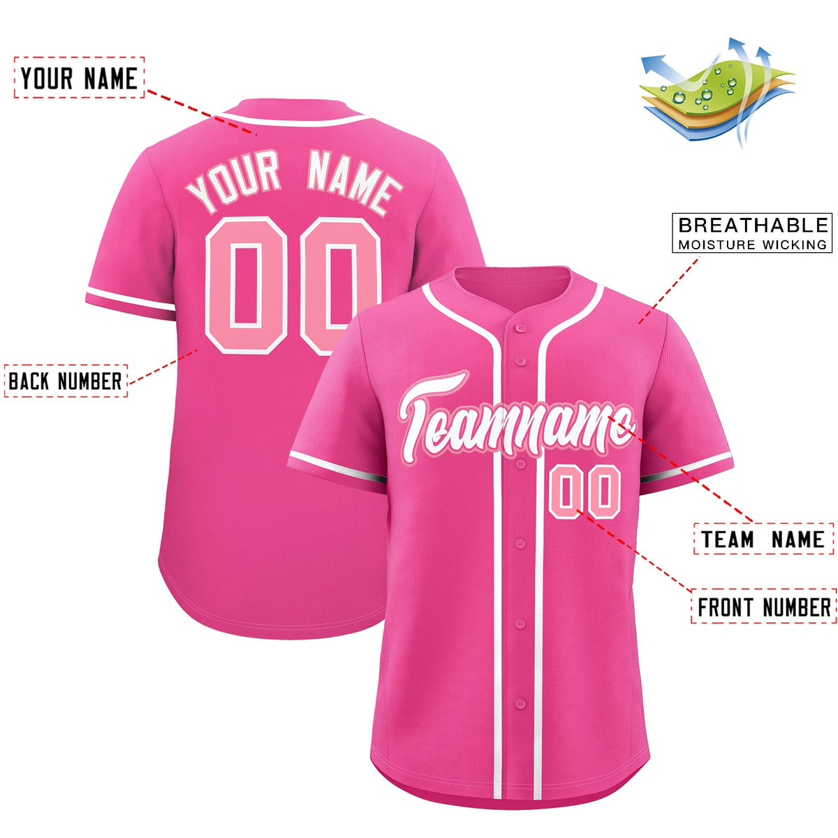Custom Pink Classic Style Stitched Sports Uniform Personalized For Teams Quick Dry Baseball Jersey| KXKSHOP