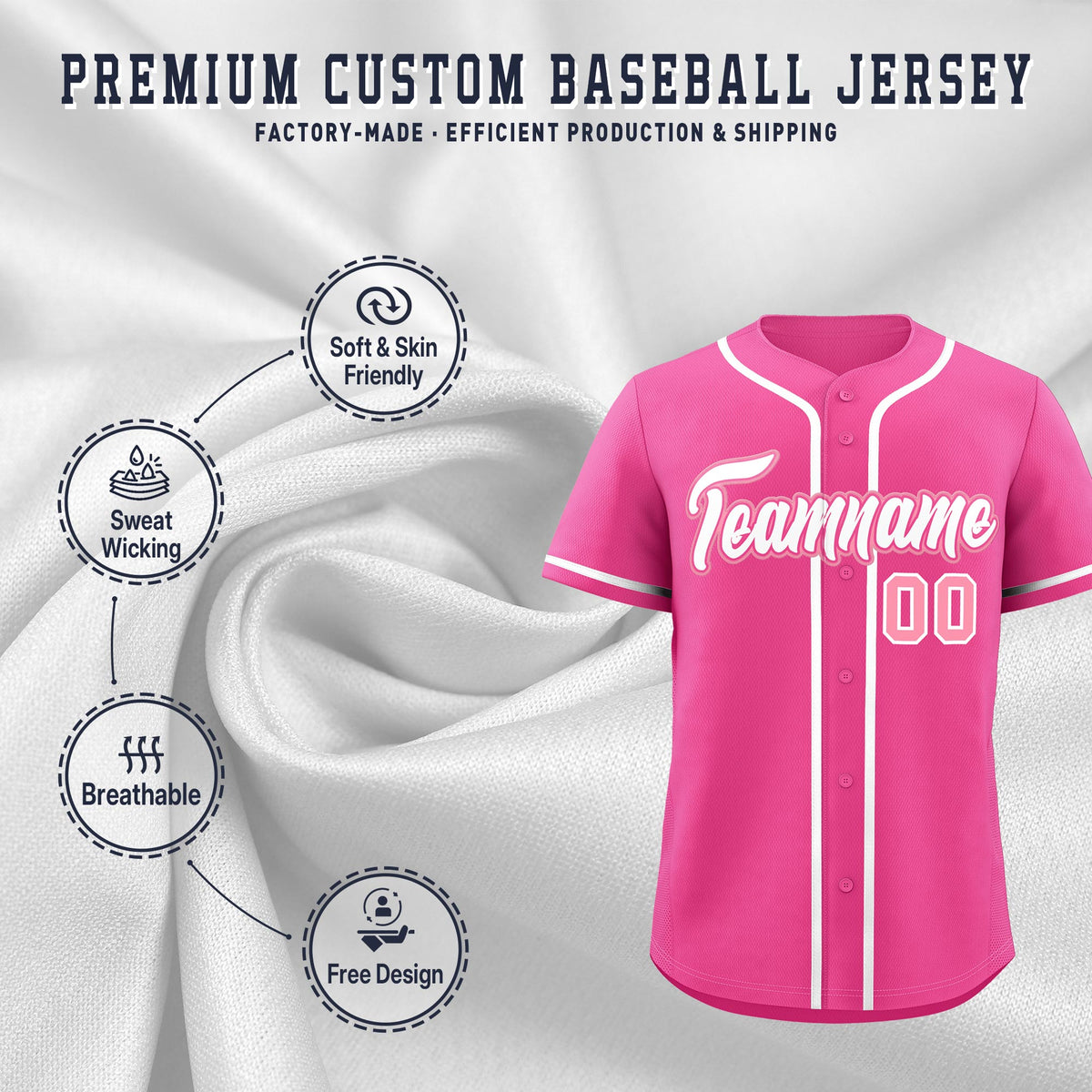 Custom Pink Classic Style Stitched Sports Uniform Personalized For Teams Quick Dry Baseball Jersey| KXKSHOP